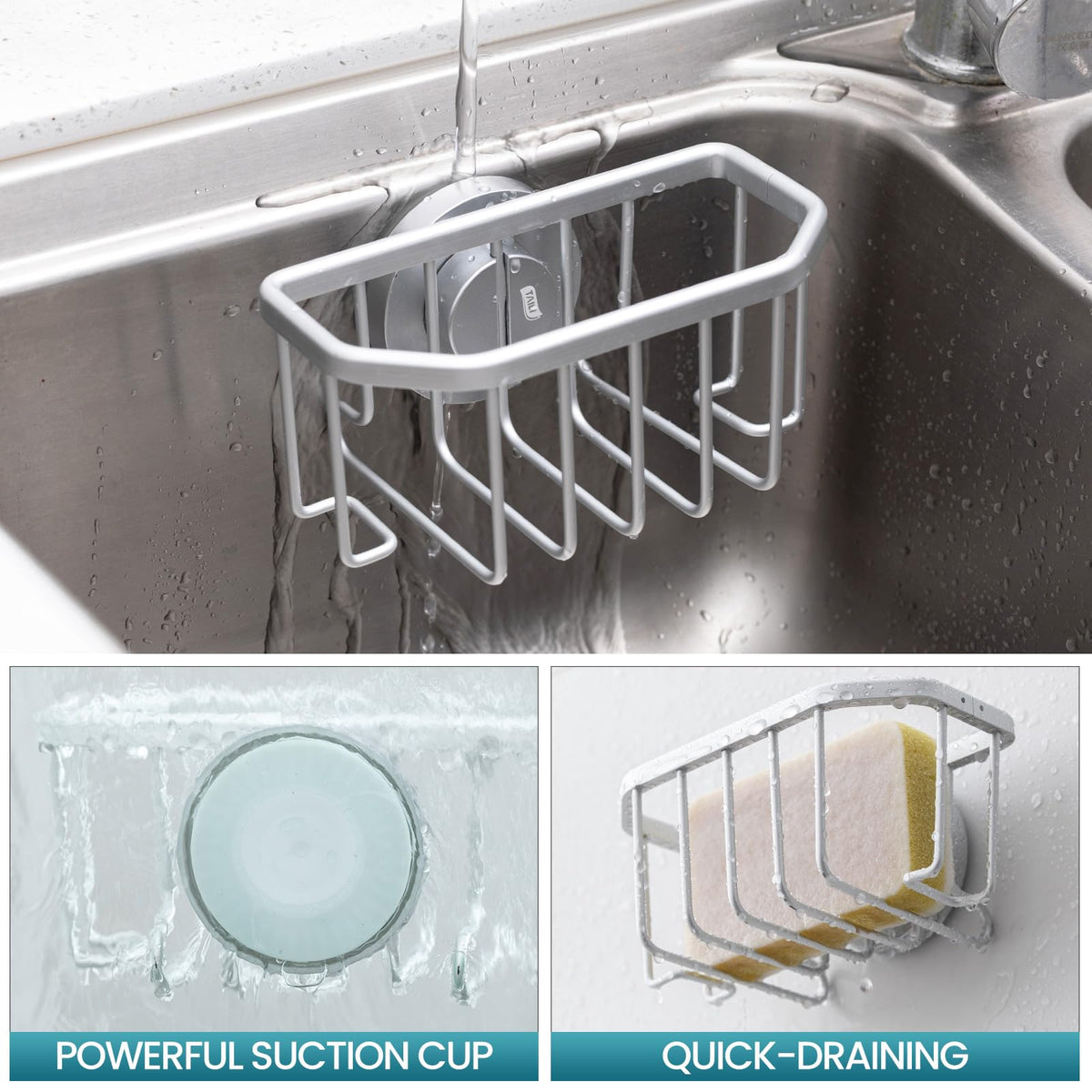 Sponge Holder for Kitchen Sink with Suction Cup