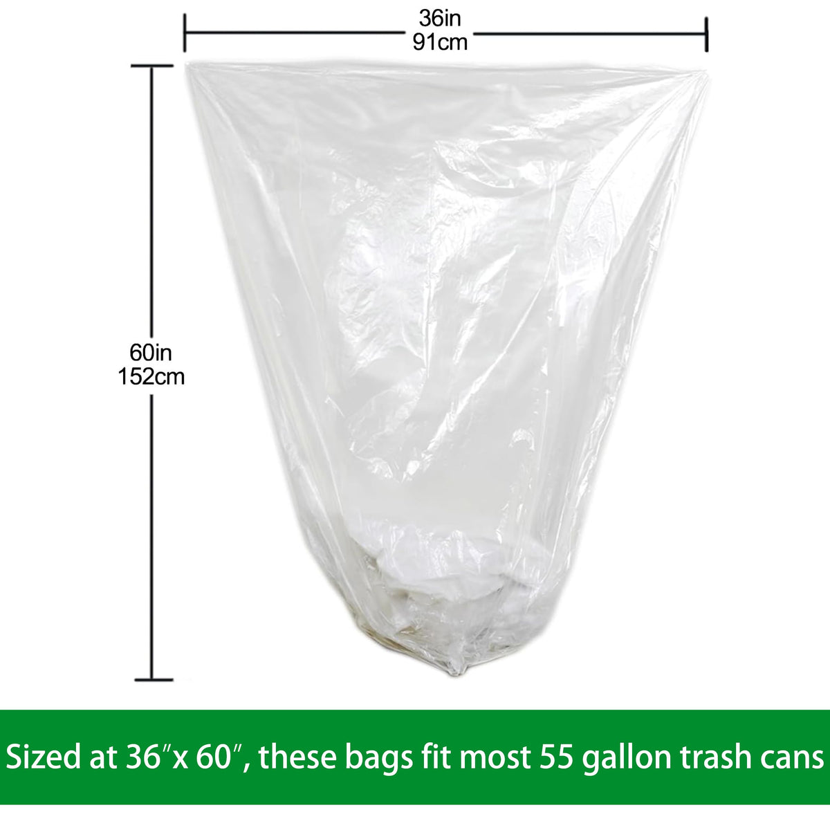55 Gallon Clear Trash Can Liners (200 Count)