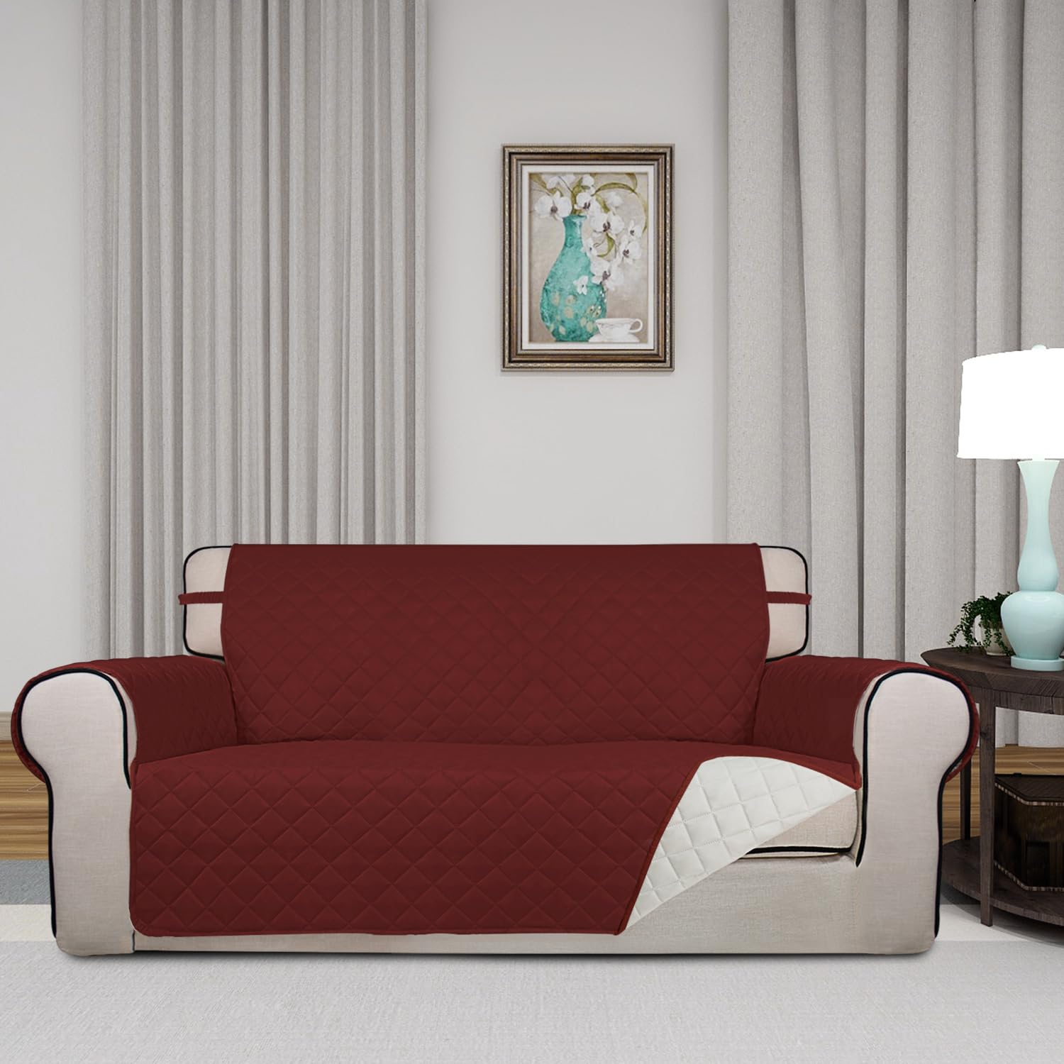 Reversible Quilted Couch Covers for Dogs Loveseat Sofa Cover 54"