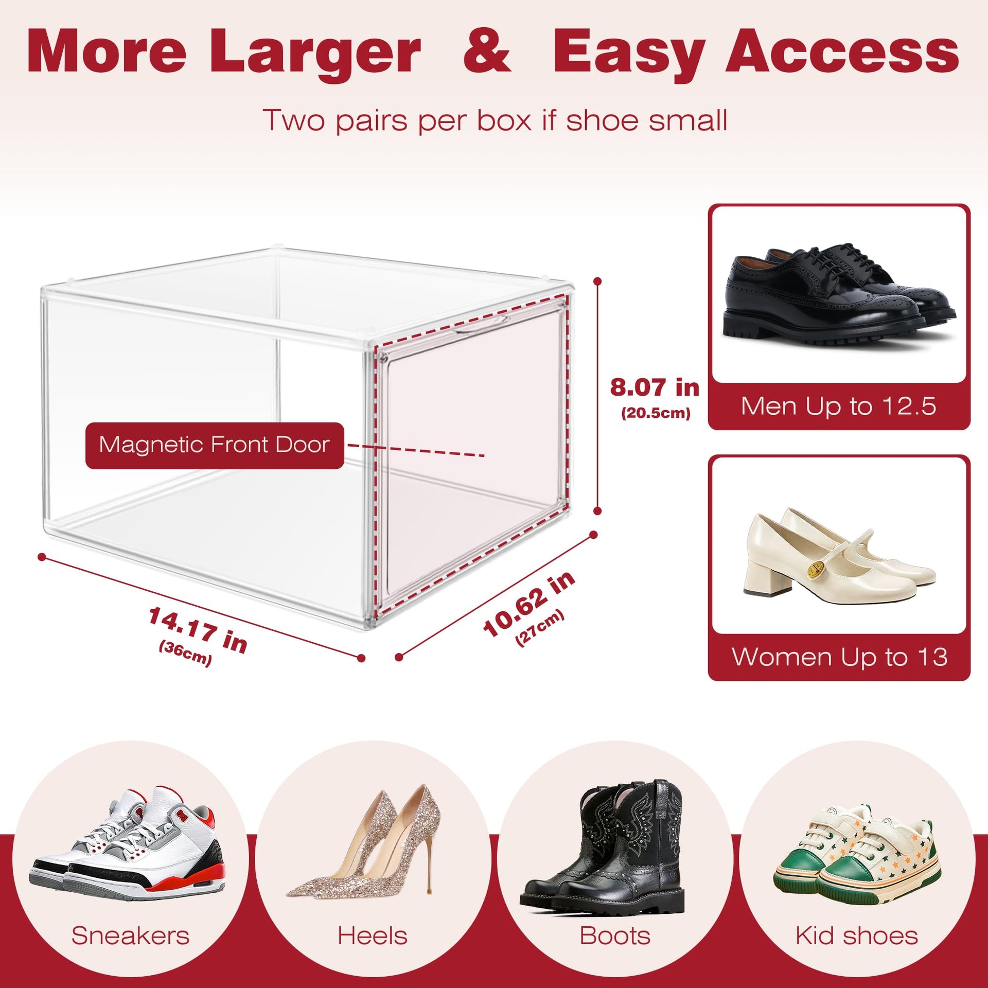12 Pack Clear Shoe Storage Boxes Stackable (12 Count)