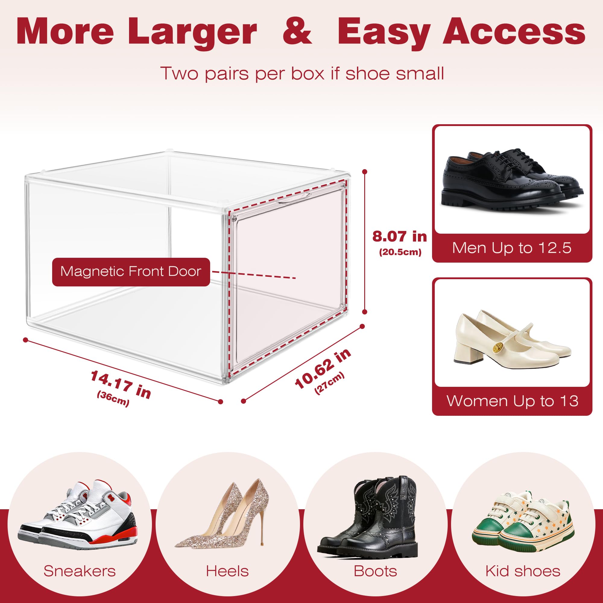 12 Pack Clear Shoe Storage Boxes Stackable (12 Count)