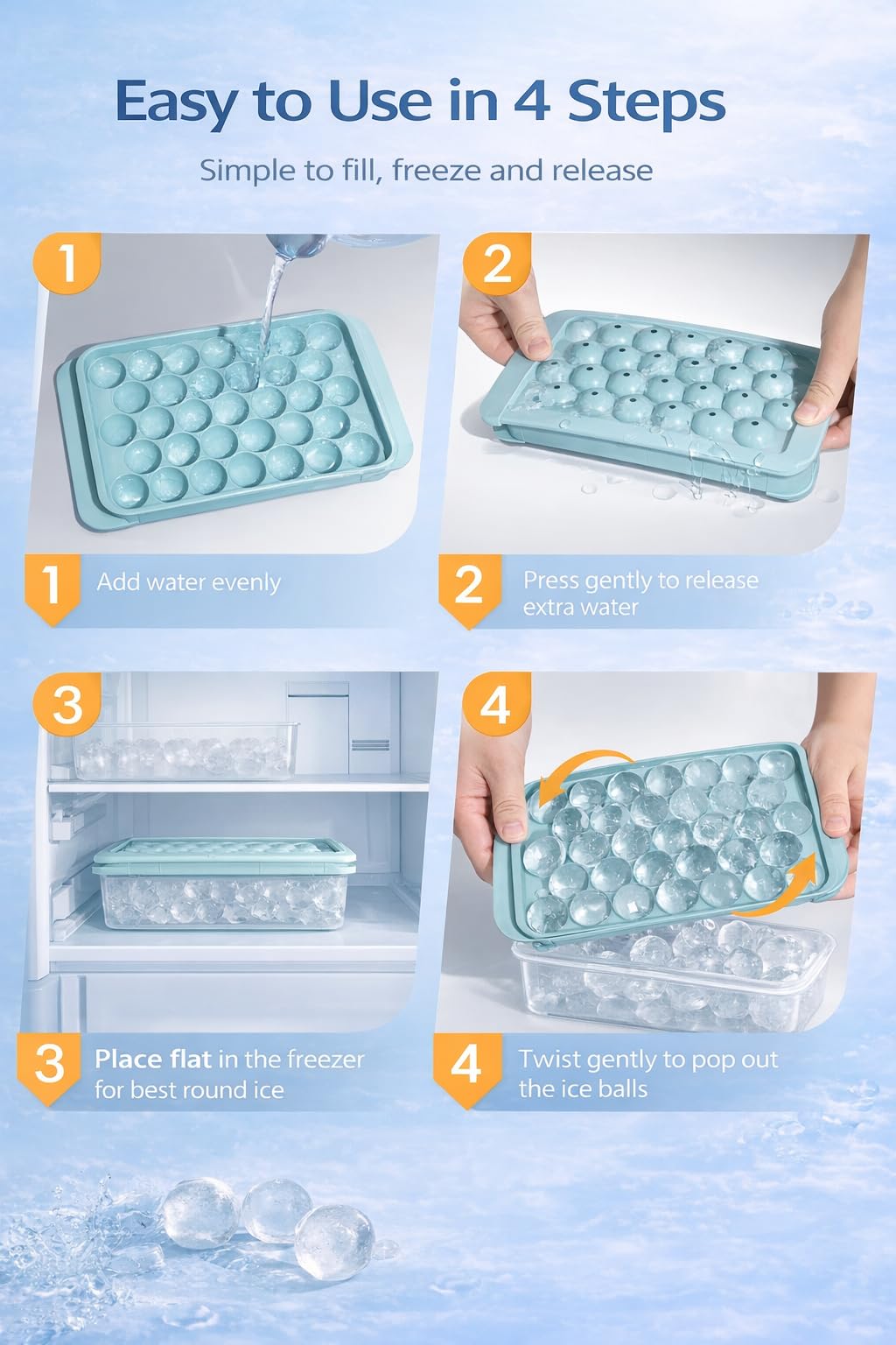 Ice Cube Tray with Lid and Bin (2 Count)