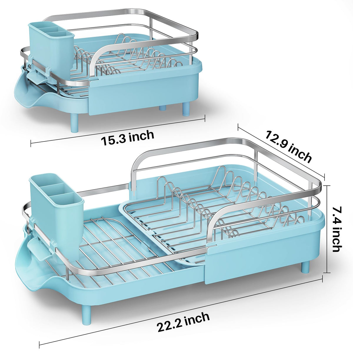 Expandable Dish Drying Rack for Small Kitchen Counter