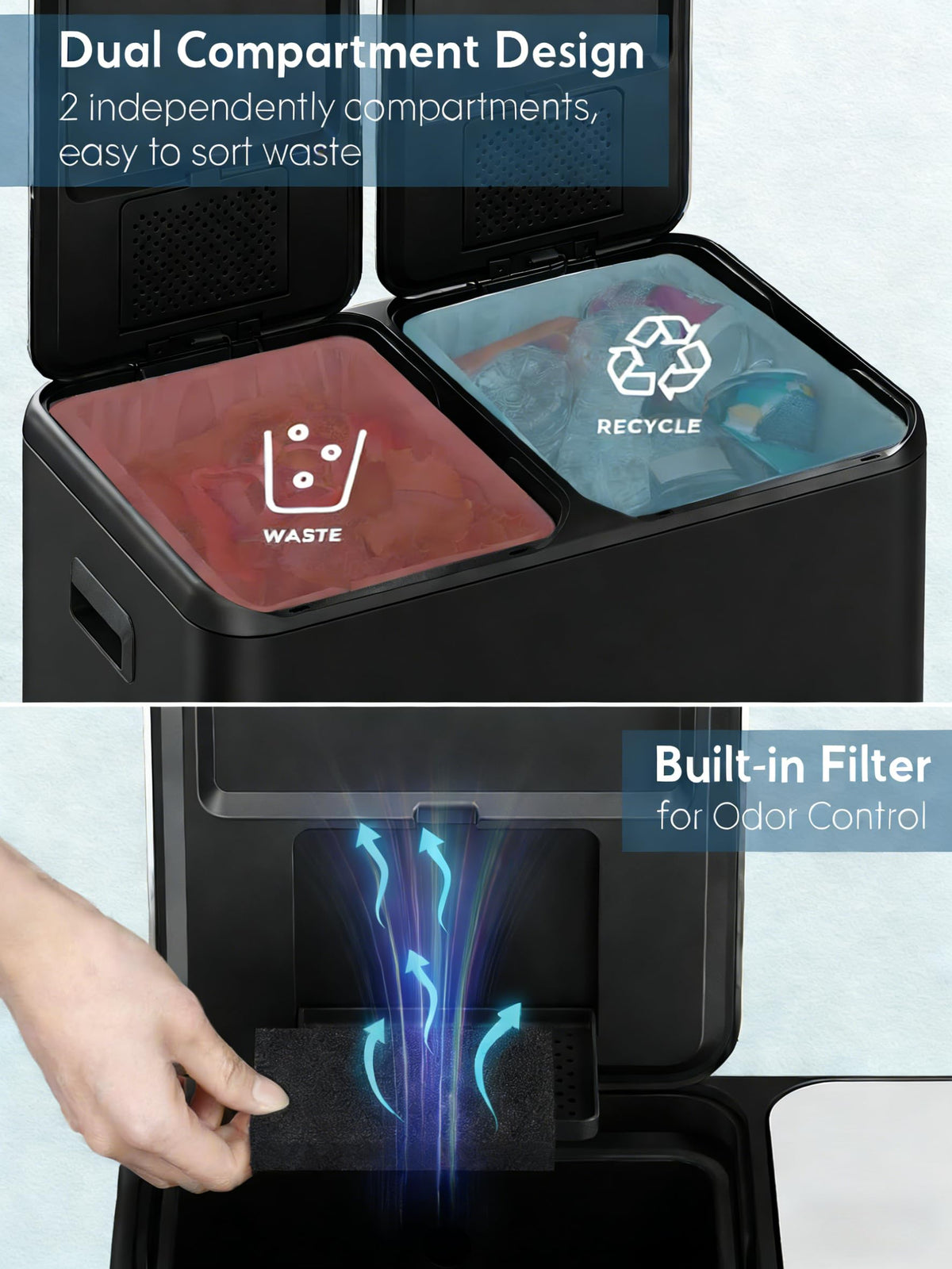 16Gal Dual Trash Can w (2 Count)