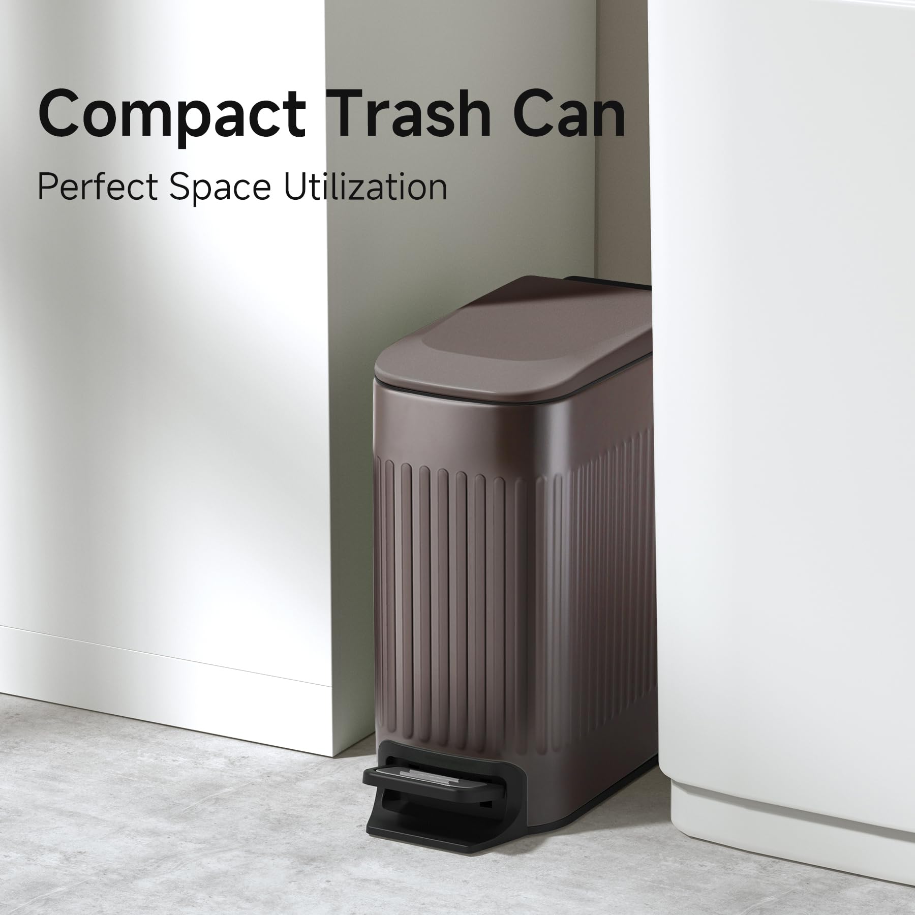 Slim Bathroom Trash Can with Lid Soft Close