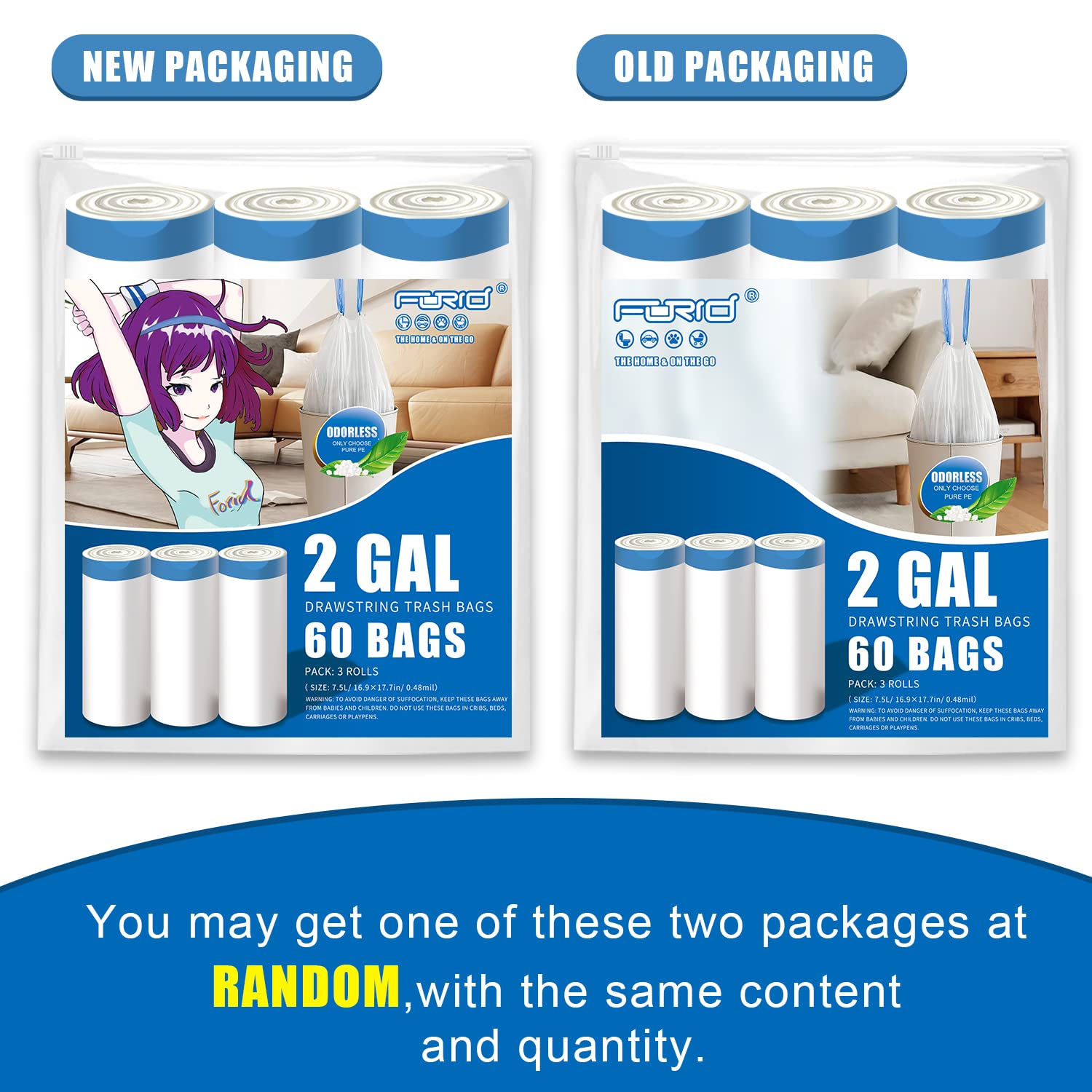 Mini Drawstring Trash Bags (60 Count)