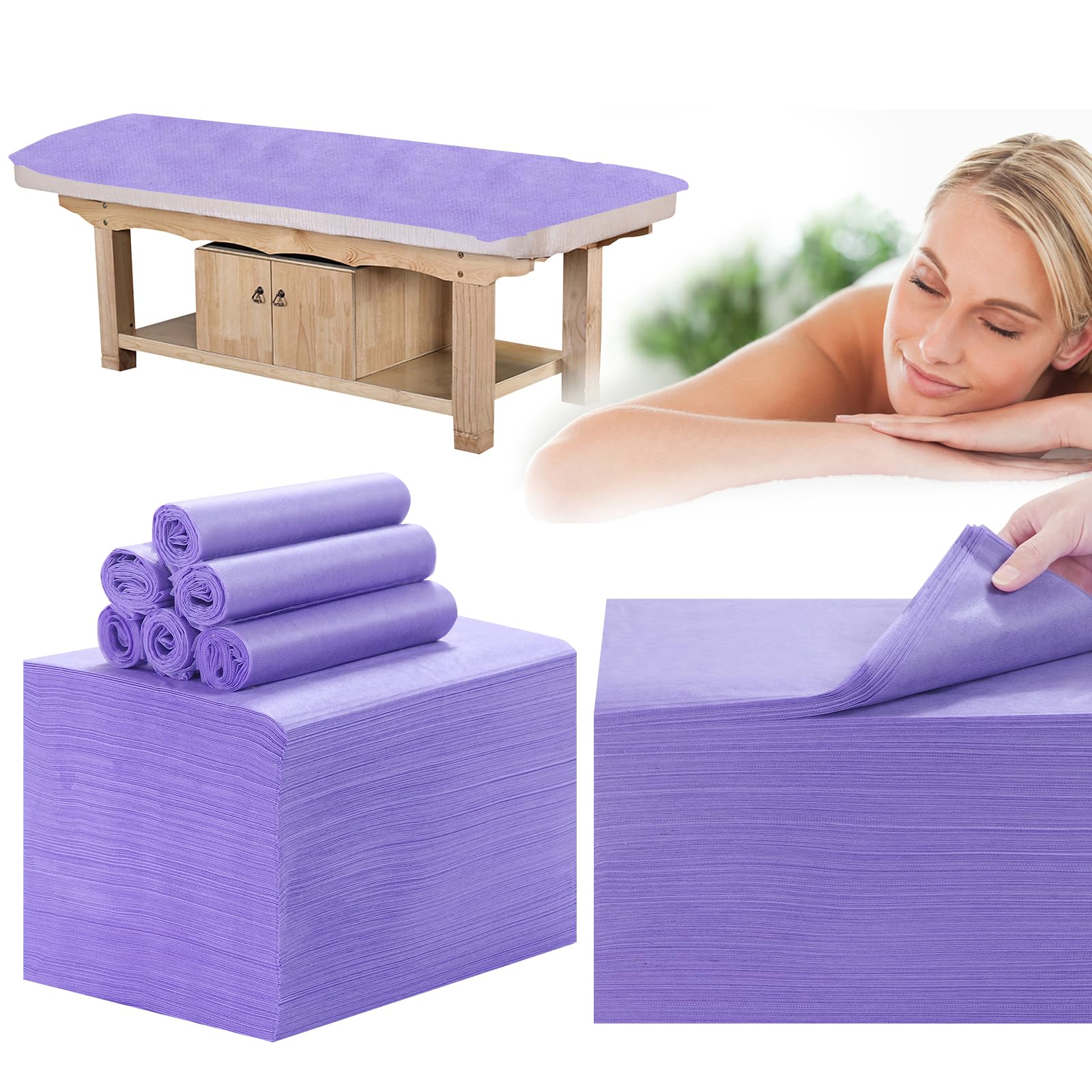 Disposable Bed Sheets for Massage Table 200 Pcs 31" x 71" Waterproof Massage Table Sheets Soft Non Woven Fabric SPA Massage Table Bed Cover Breathable for Beauty Tattoos Waxing Travel (200 Count)