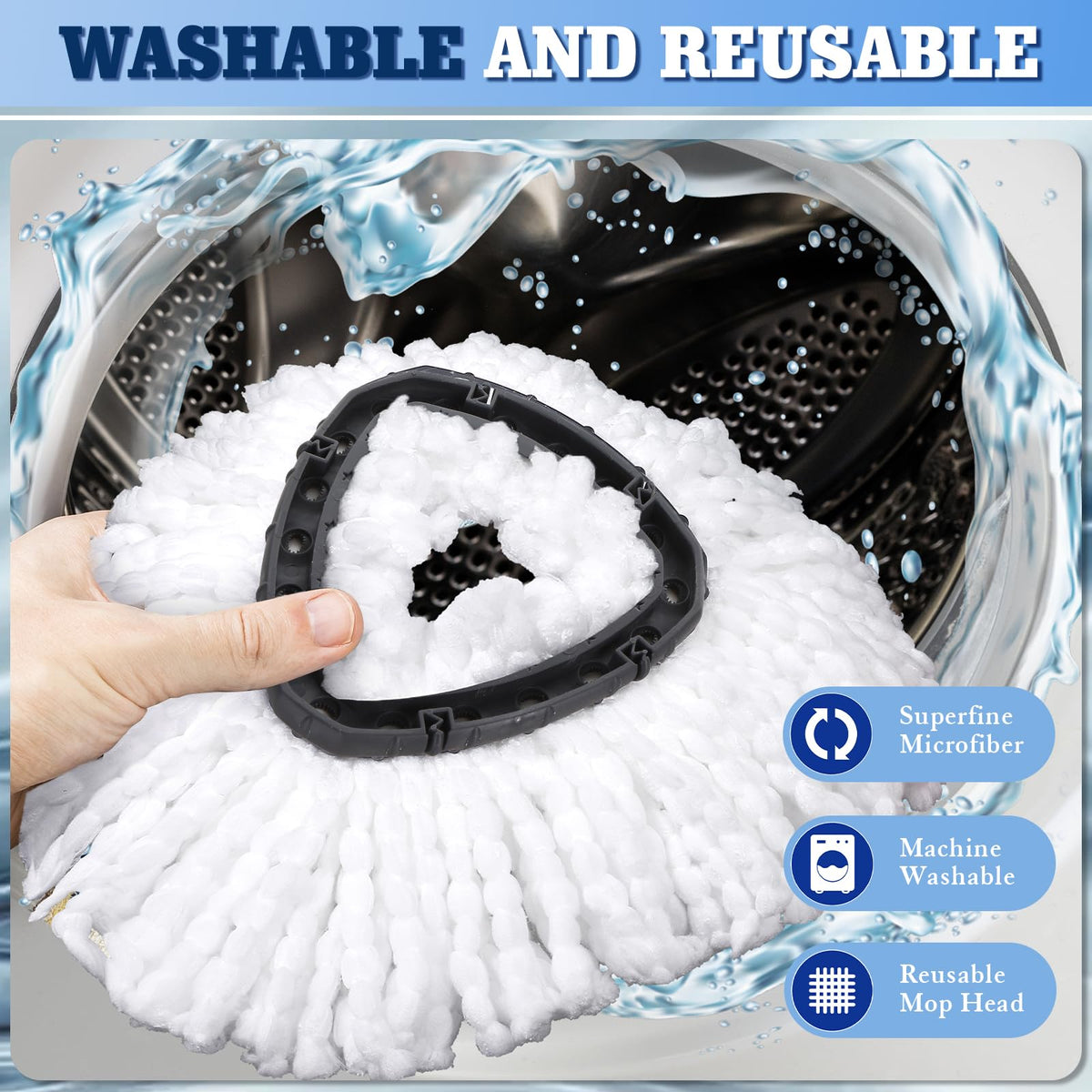 4 Pack Spin Mop Replacements Head Compatible with Ocedar EasyWring 1 (6 Count) - ModHome Supplies