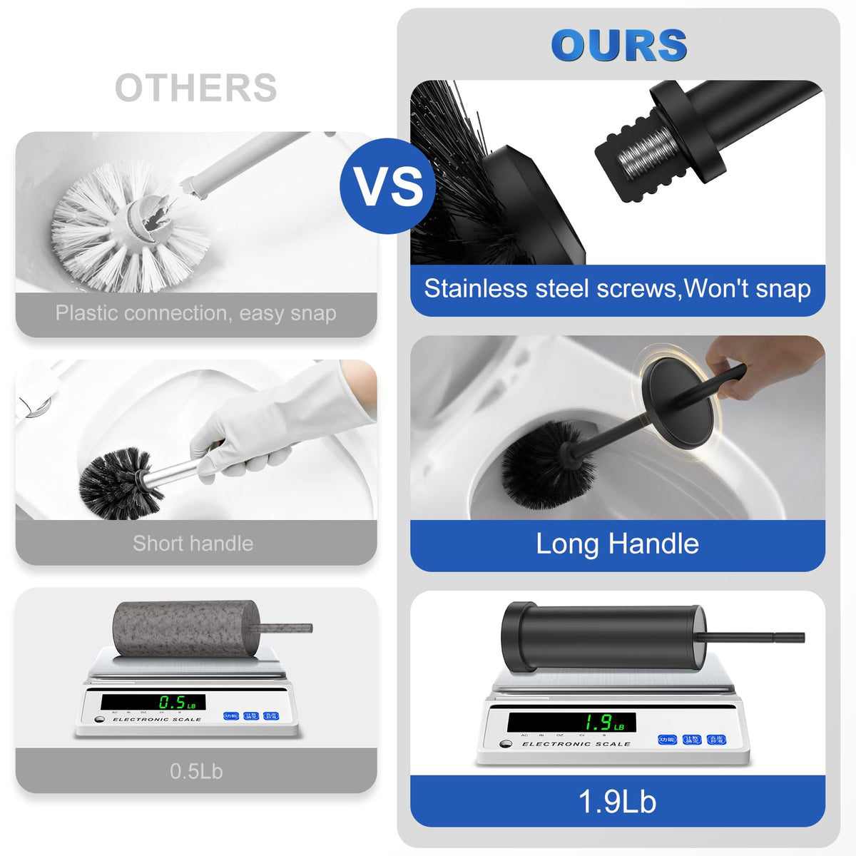 Black Toilet Brush and Holder Set