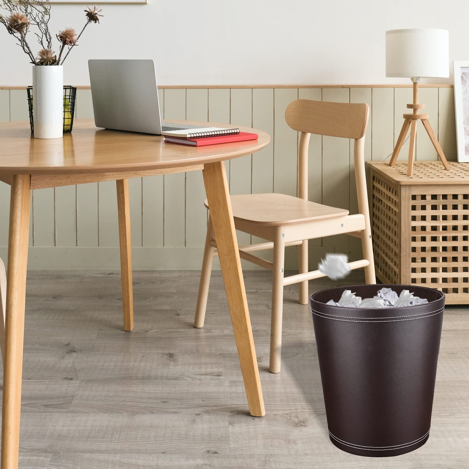 Pu Leather Trash Can for Bedroom