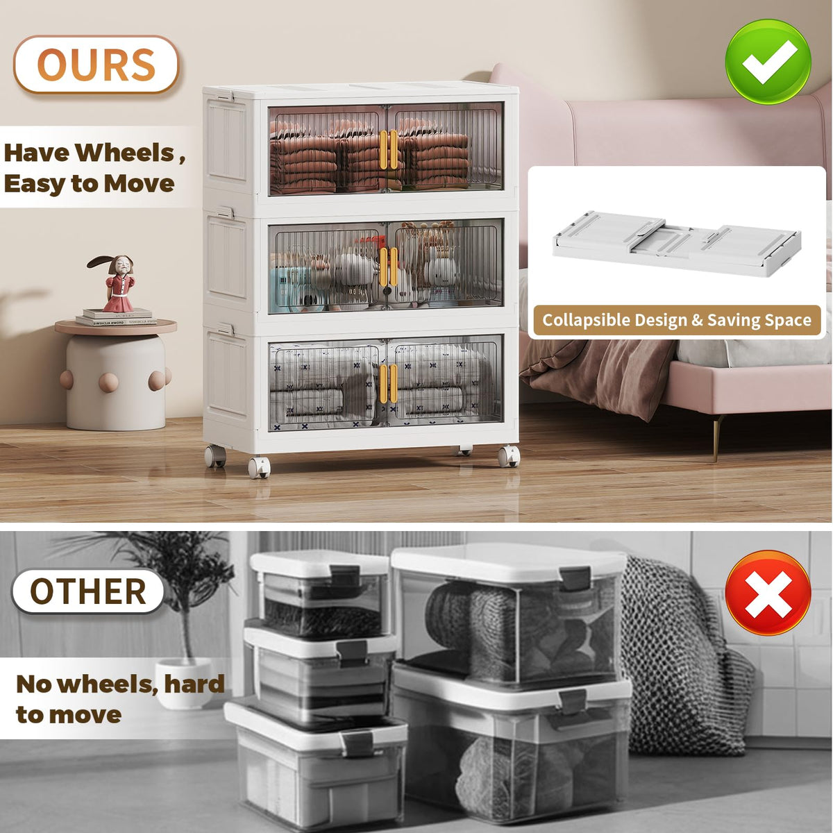 77Gal Stackable Plastic Storage Bins with Lids (3 Count)