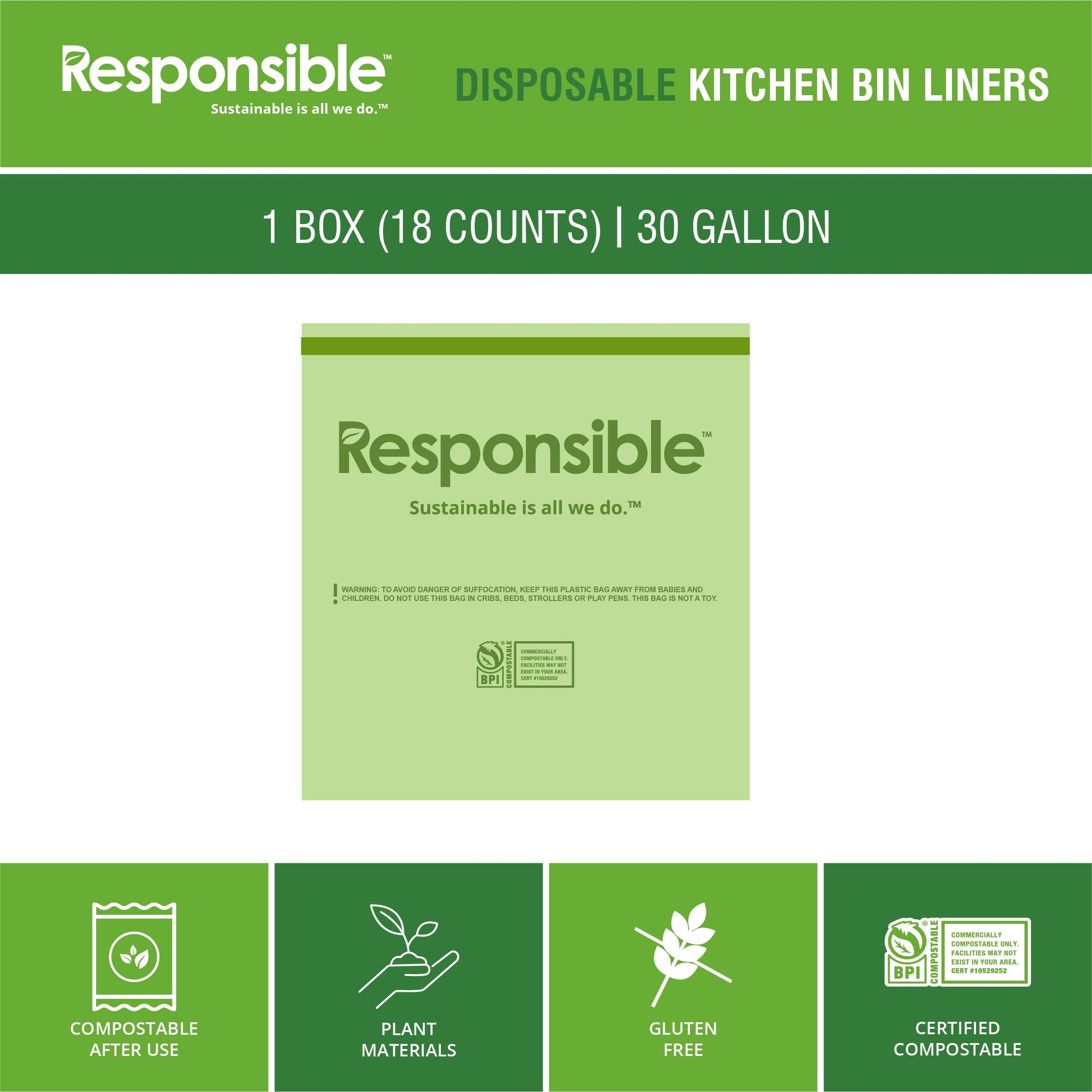 Kitchen Bin Liners (42 Count)