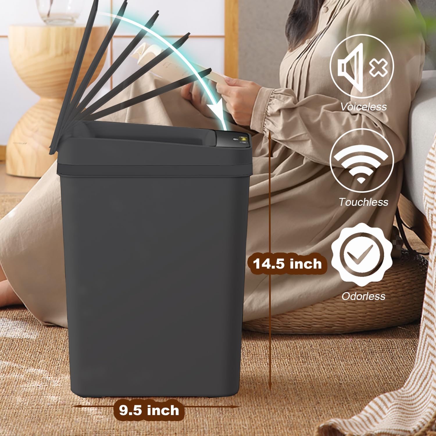 4 Gallons Bathroom Trash Can Automatic Touchless