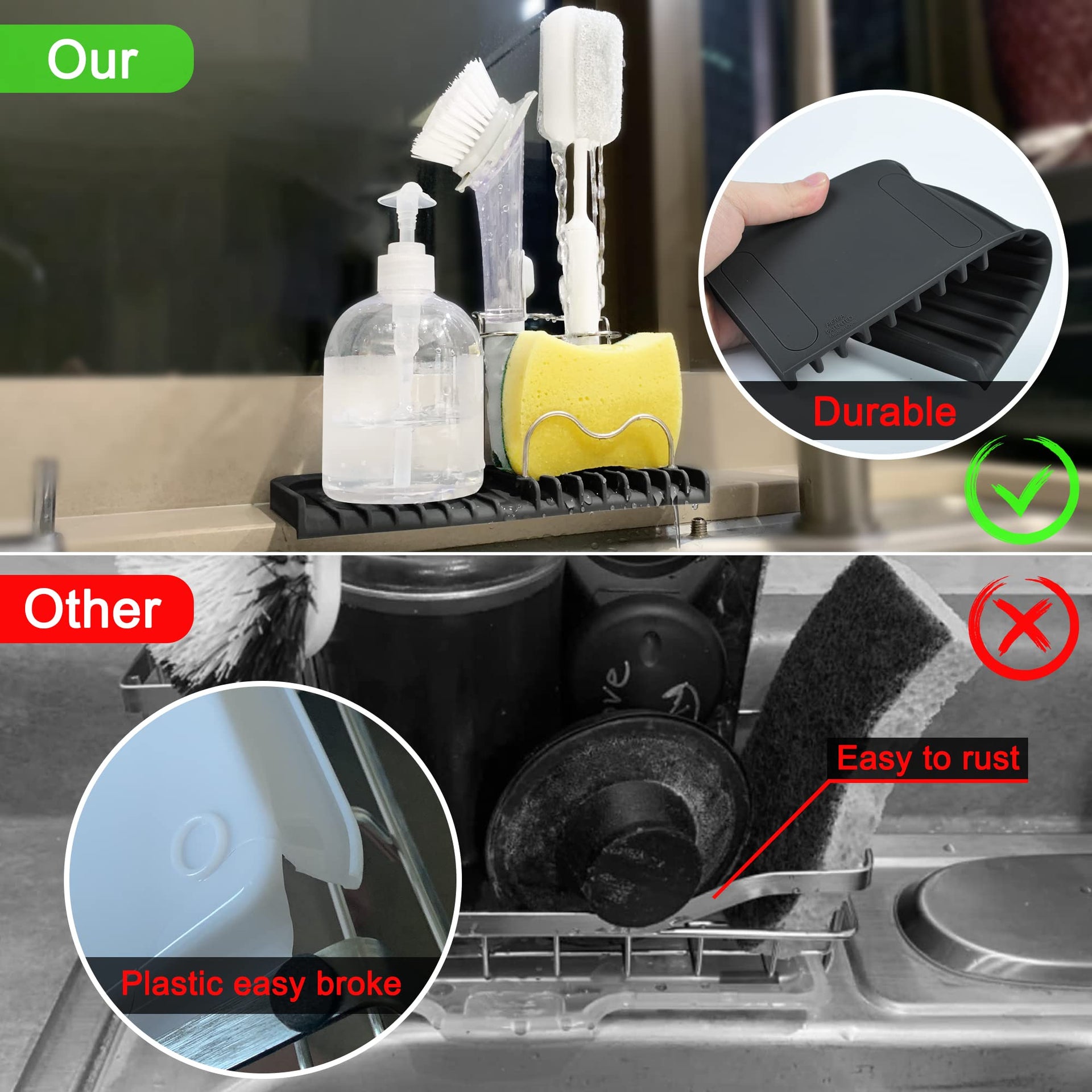 Silicone Sponge Holder Rack for Kitchen Sink