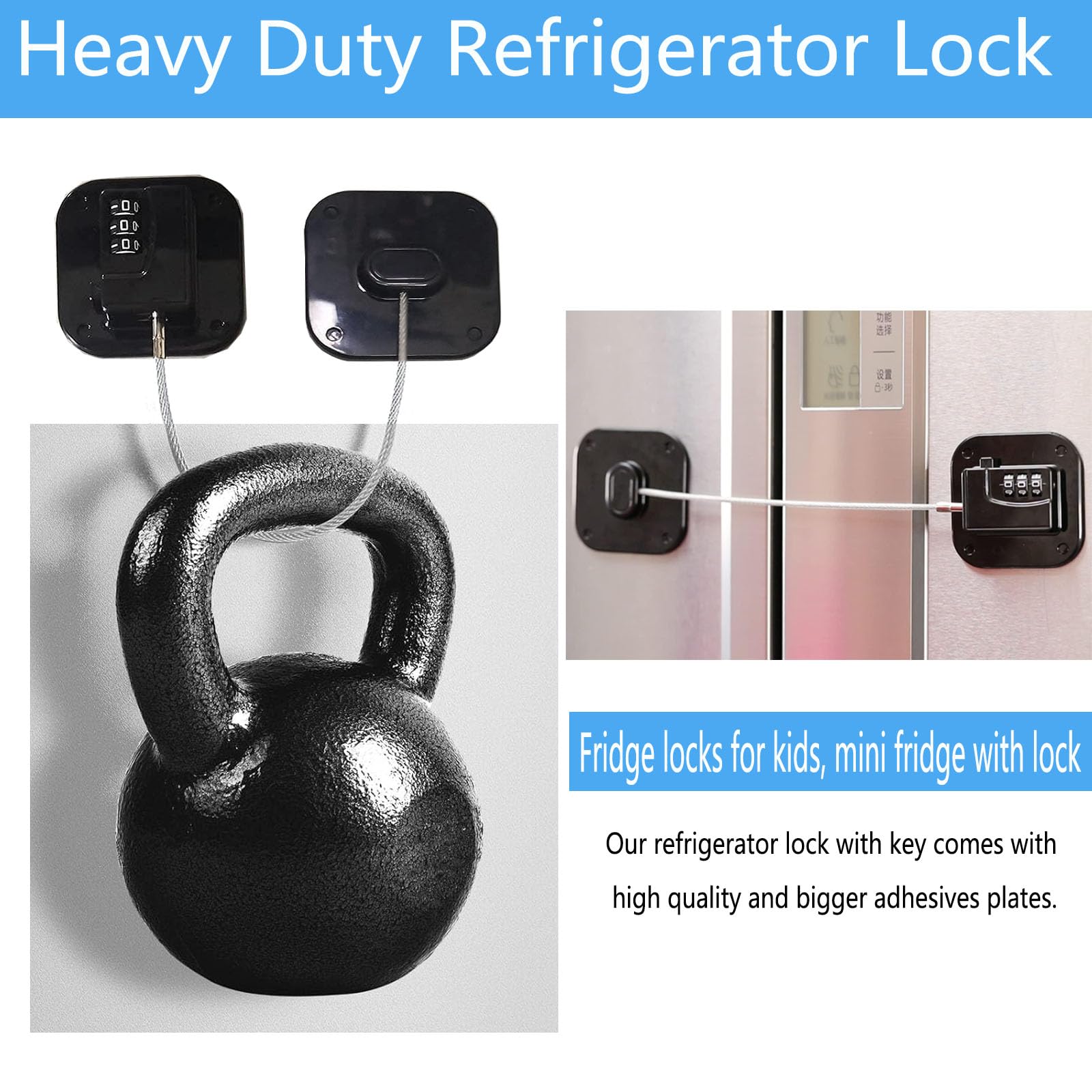 Upgraded Refrigerator Door Lock with Combination for Adults (2 Count)