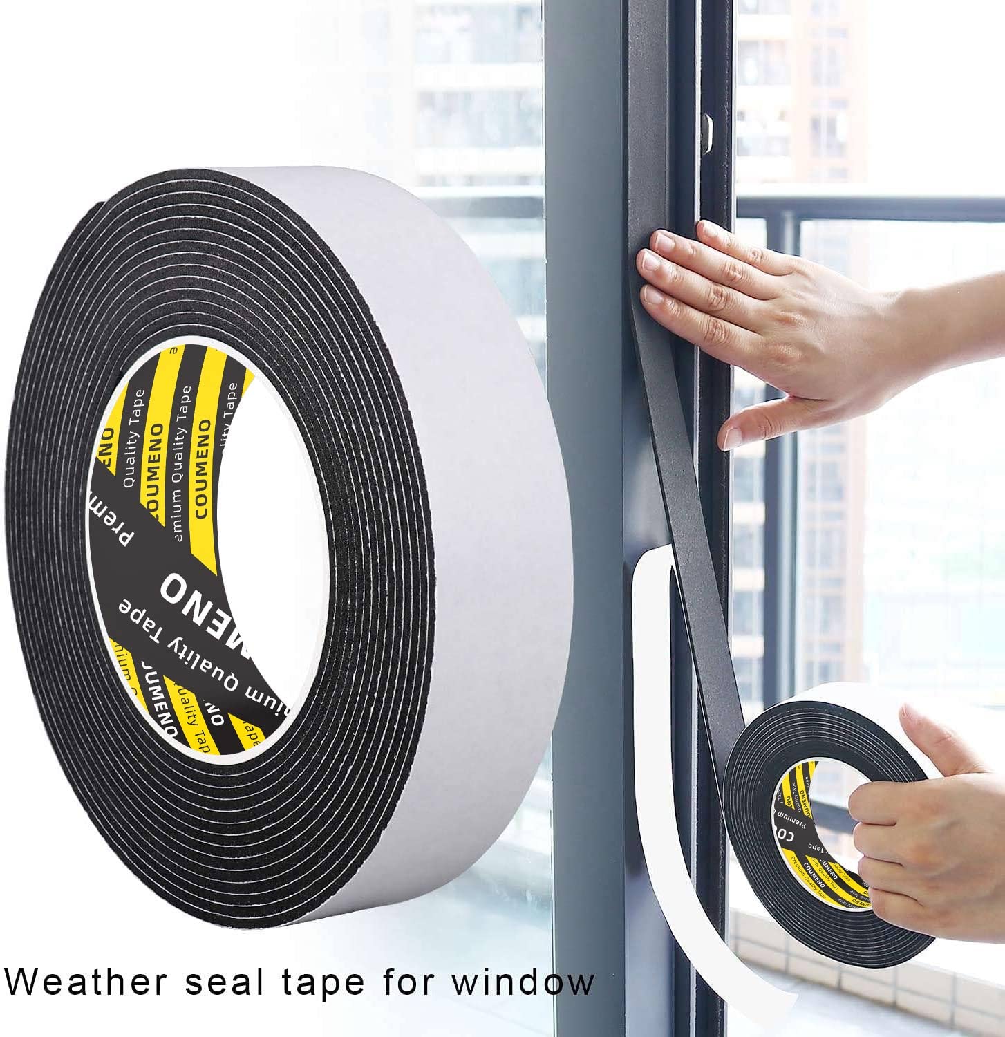 Black Foam Tape Weather Stripping Sealing Sponge (9.84 Foot)