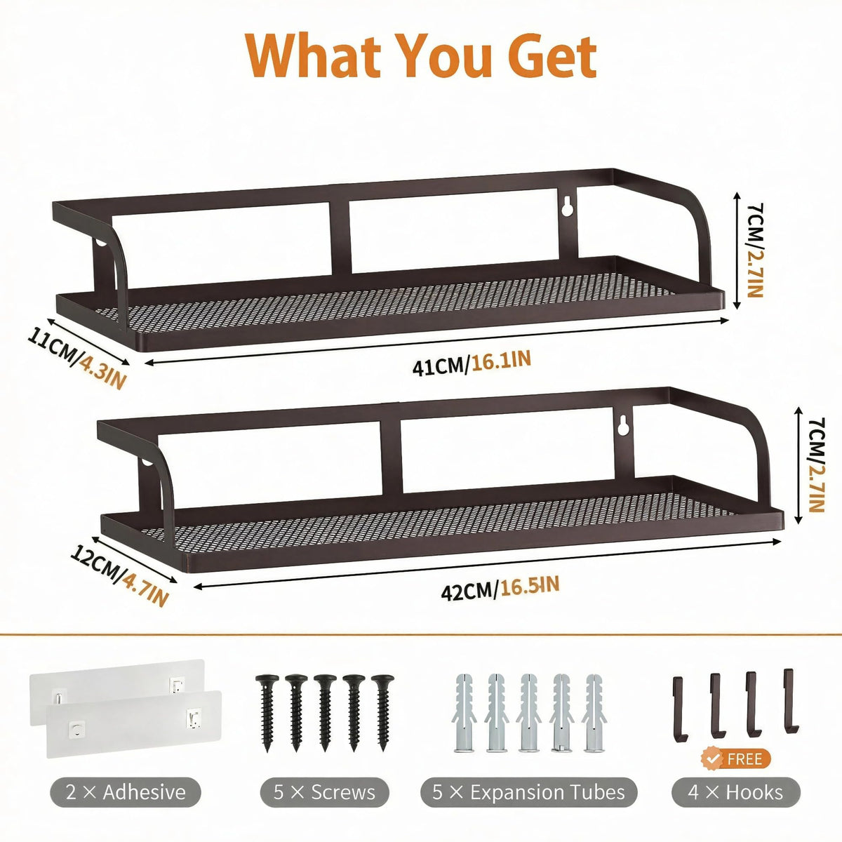 2 Pack 16.5" Extra Long Slim Hollowout Shower Caddy (2 Count)
