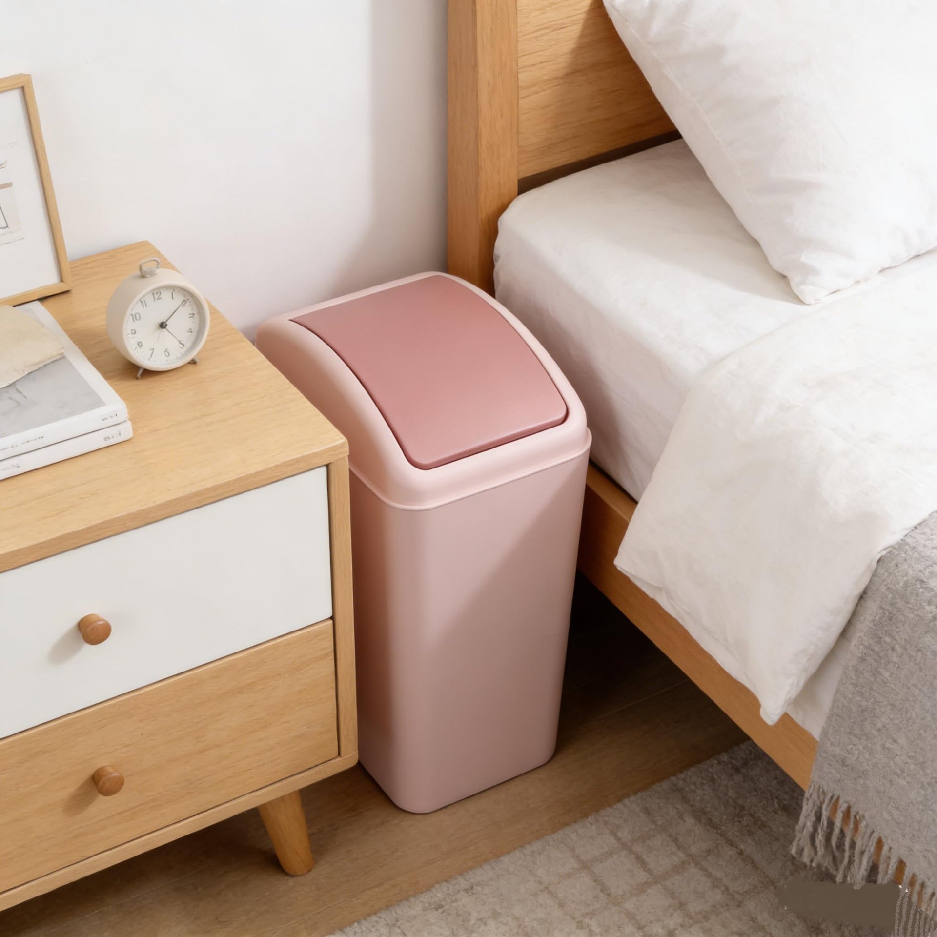 4.5 Gallon Pink Plastic Waste Can with Swing Lid