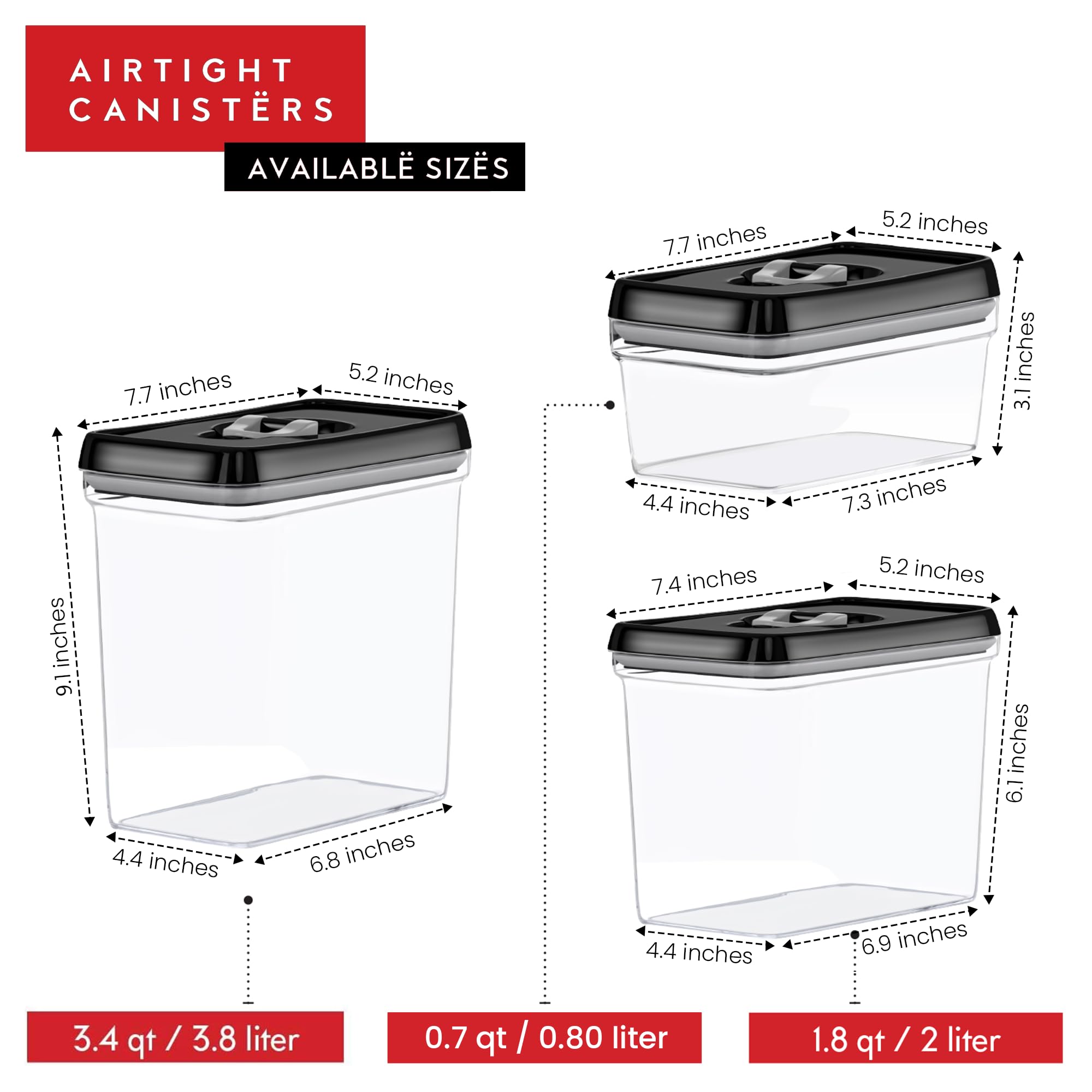 Large Airtight Food Storage Containers (4 Count)