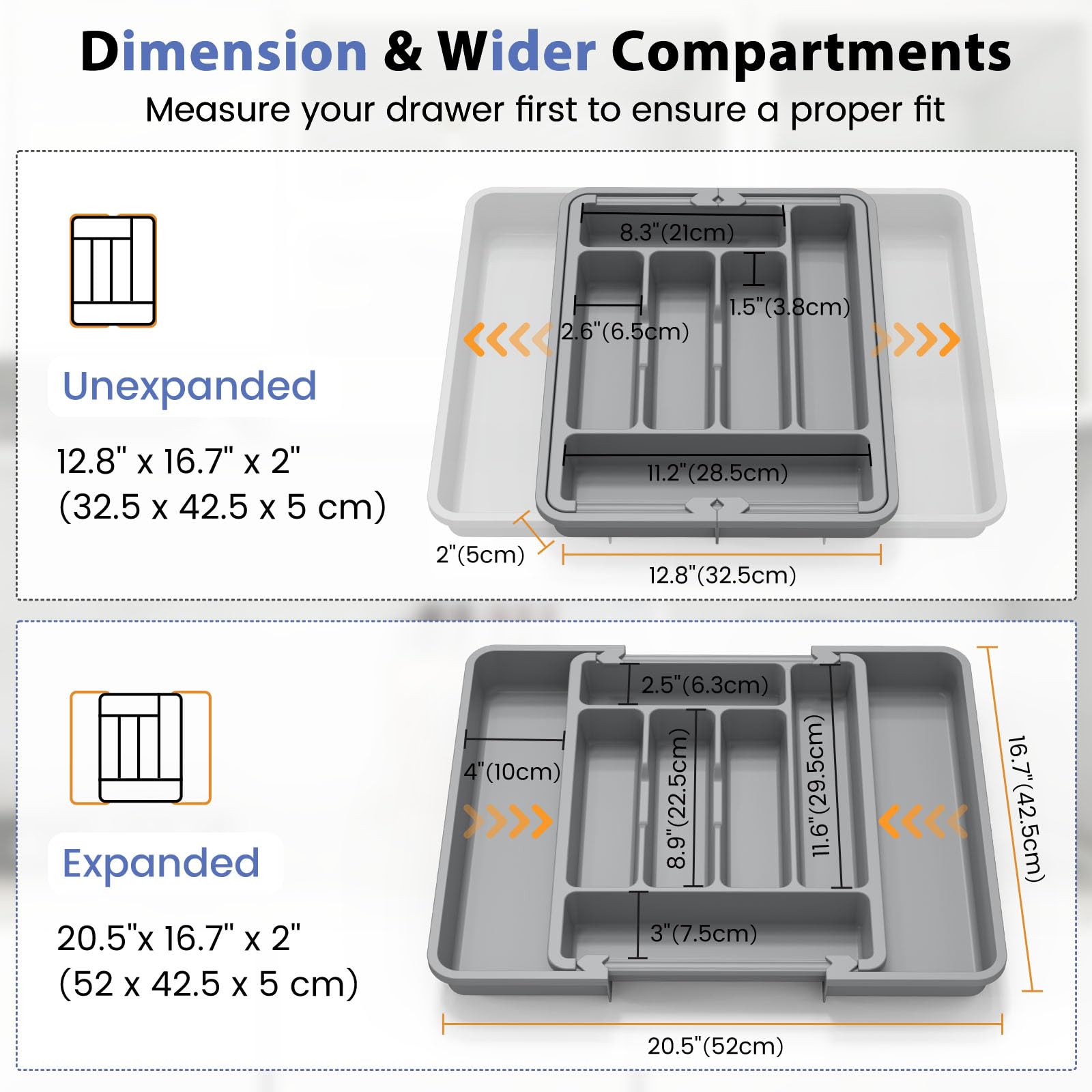 Large Silverware Organizer for Kitchen Drawer & Utensils
