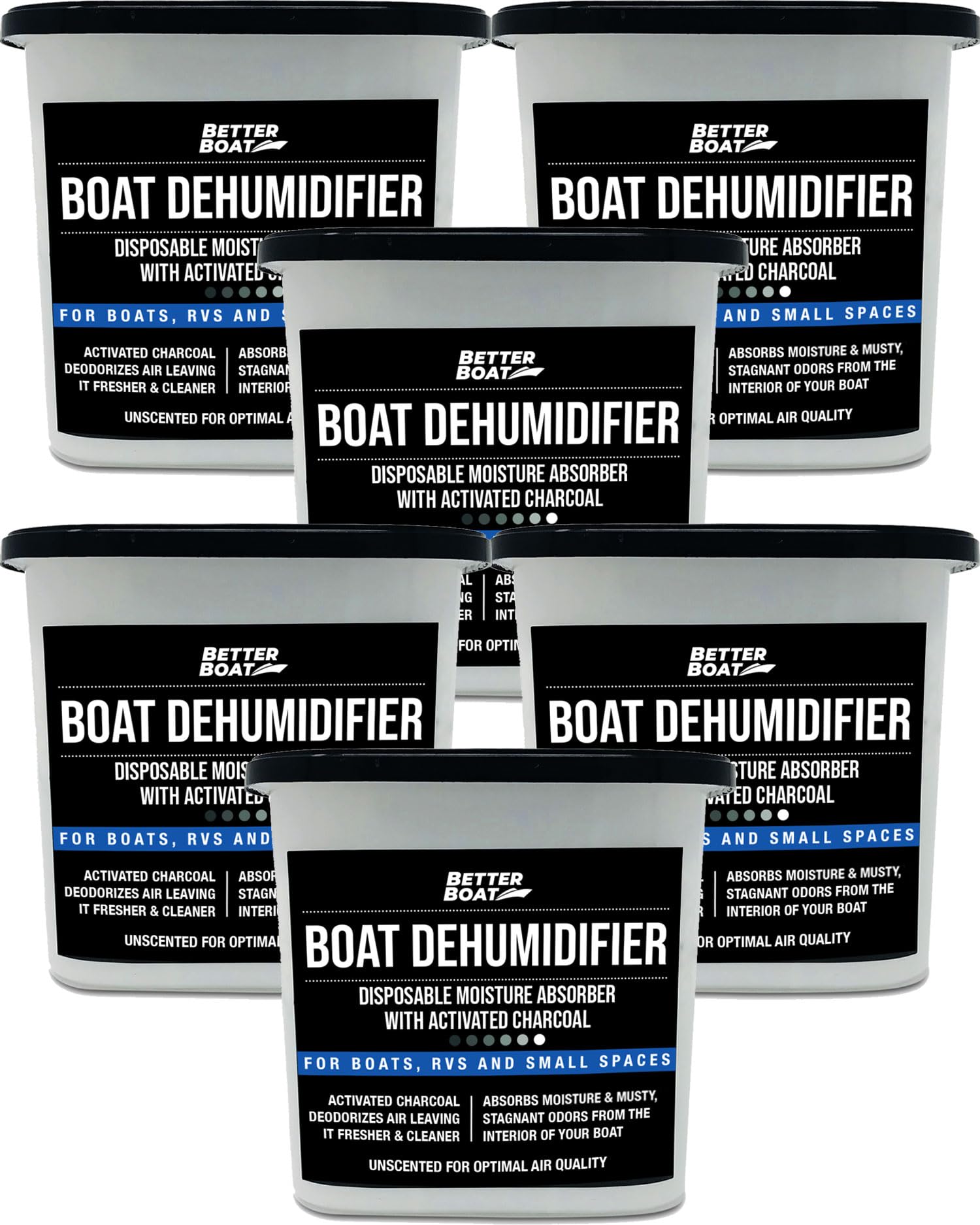 Moisture Absorber 6 Pack with Activated Charcoal Dehumidifier Bucket (6 Count)