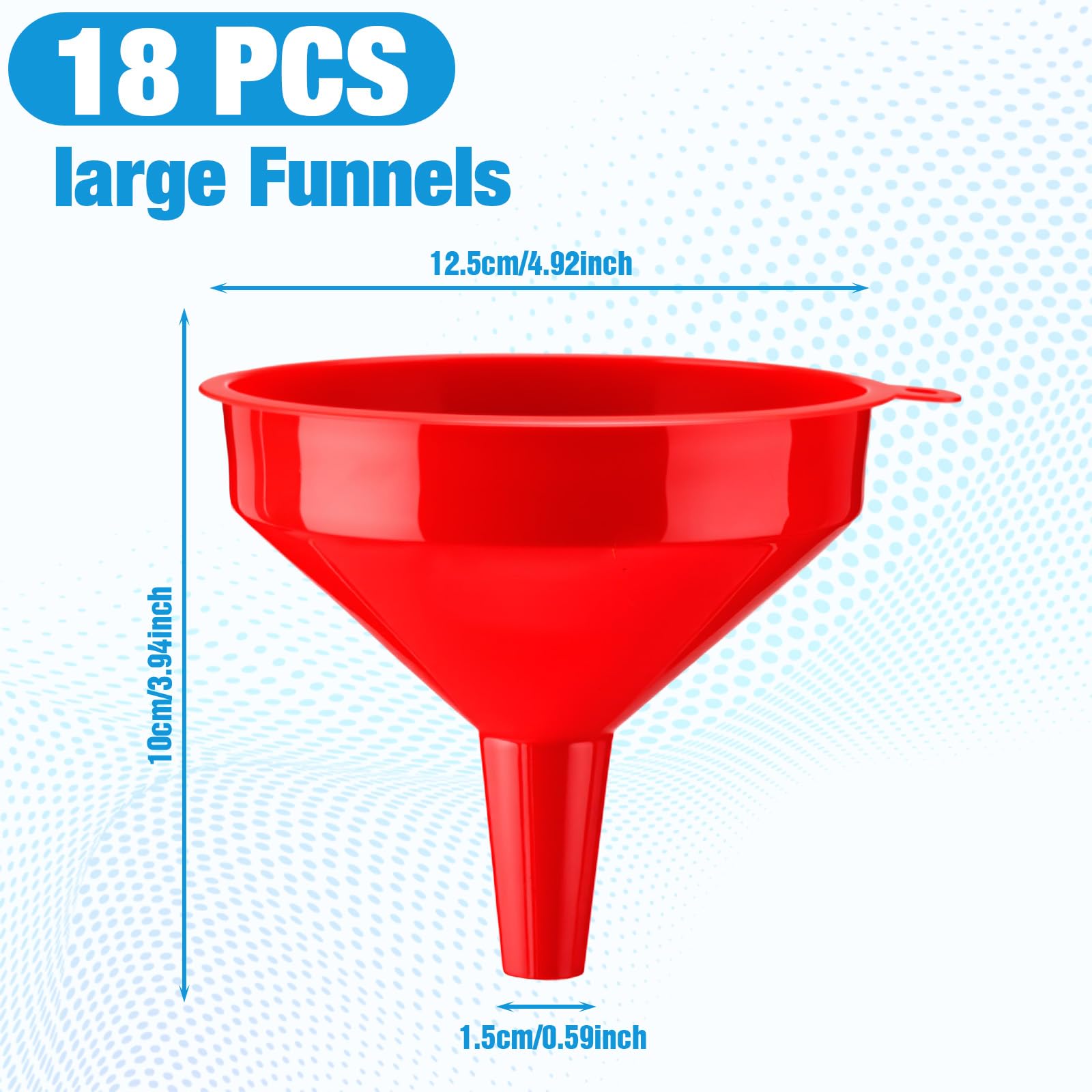 18 Pcs Plastic Funnels 4.7 Inch Wide Mouth Multi (18 Count)