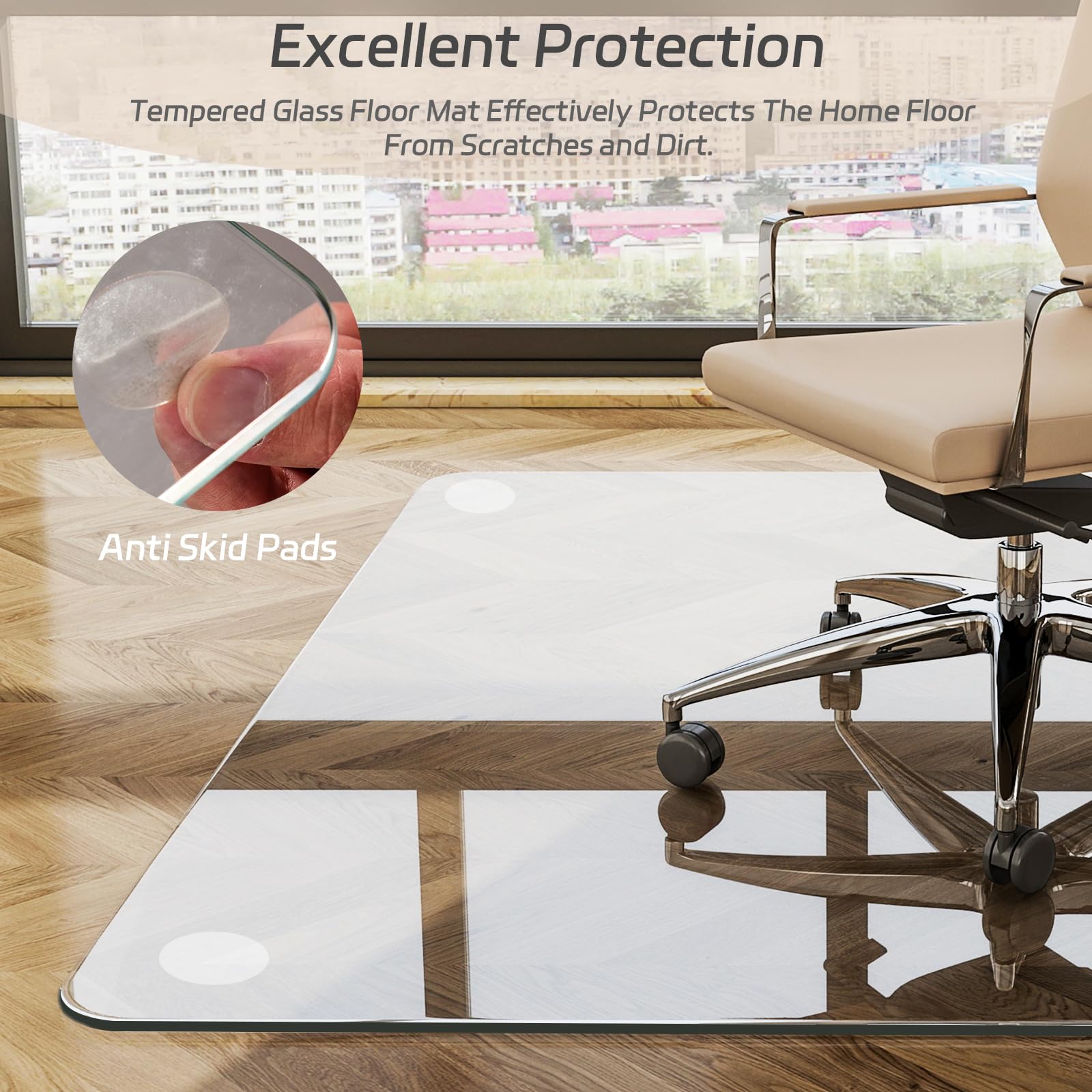 36"x55" Tempered Glass Office Chair Mat