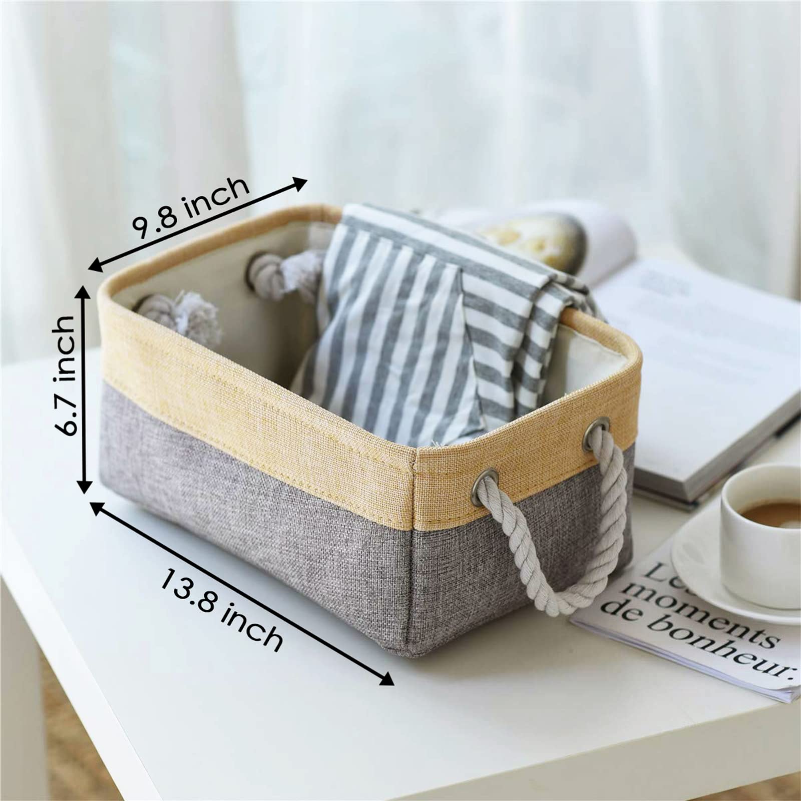Decorative Basket Rectangular Fabric Storage Bin Organizer Basket with Handles for Clothes Storage