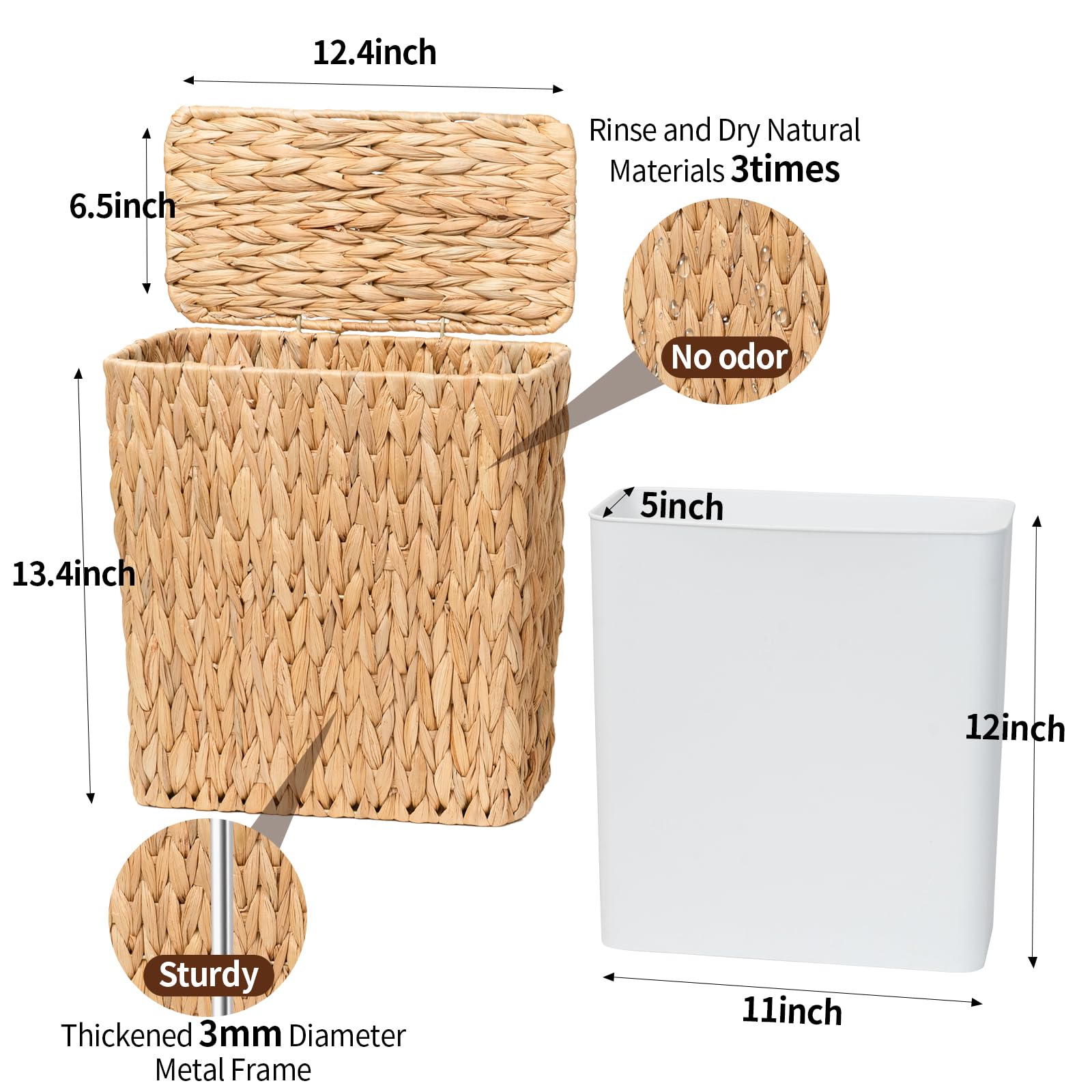 3 Gallon Wicker Trash Can