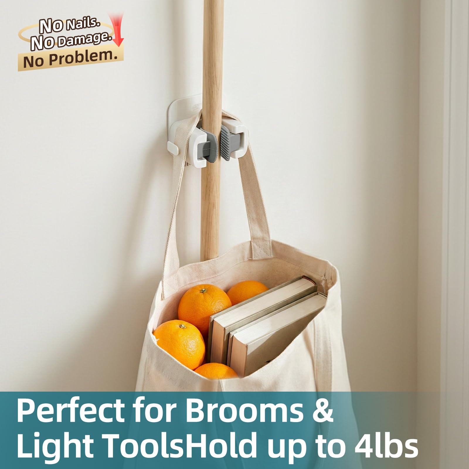 Mop and Broom Holder Wall Mount Grippers (3 Count)