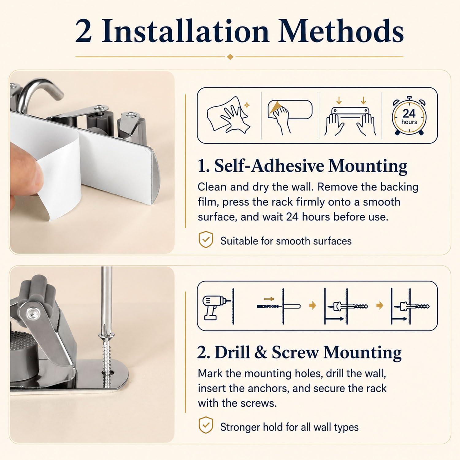 5 Racks and 4 Hooks Mop and Broom Holder Wall Mount