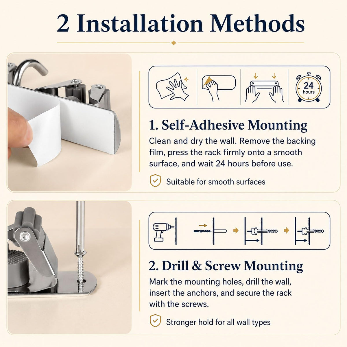 5 Racks and 4 Hooks Mop and Broom Holder Wall Mount