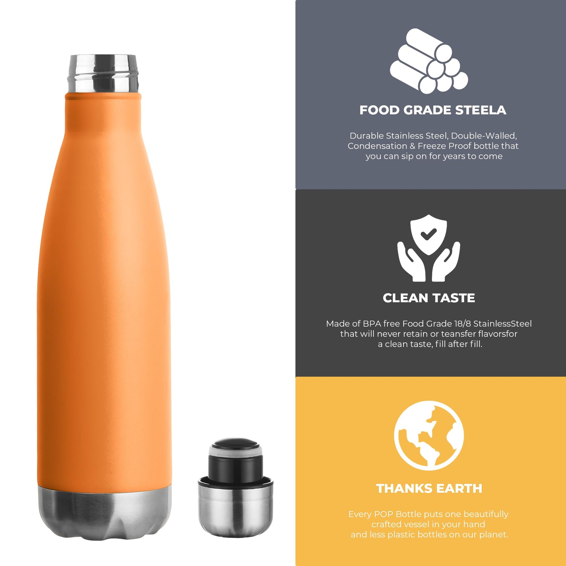 17oz Sport Water Bottle 4 Pack Vacuum Insulated Stainless Steel Leak