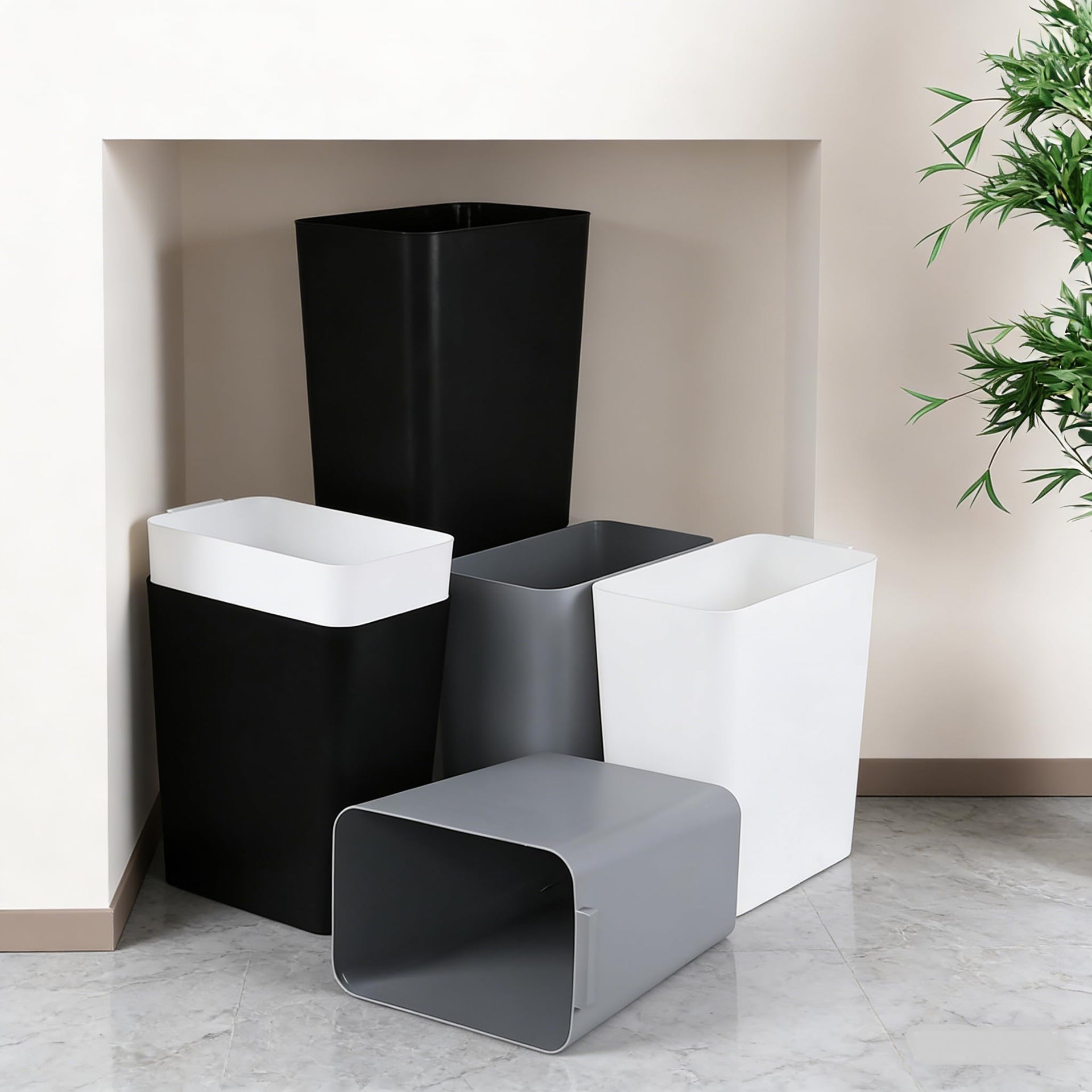 3 Pack 4.5 Gallon Slim Plastic Trash Can (3 Count)