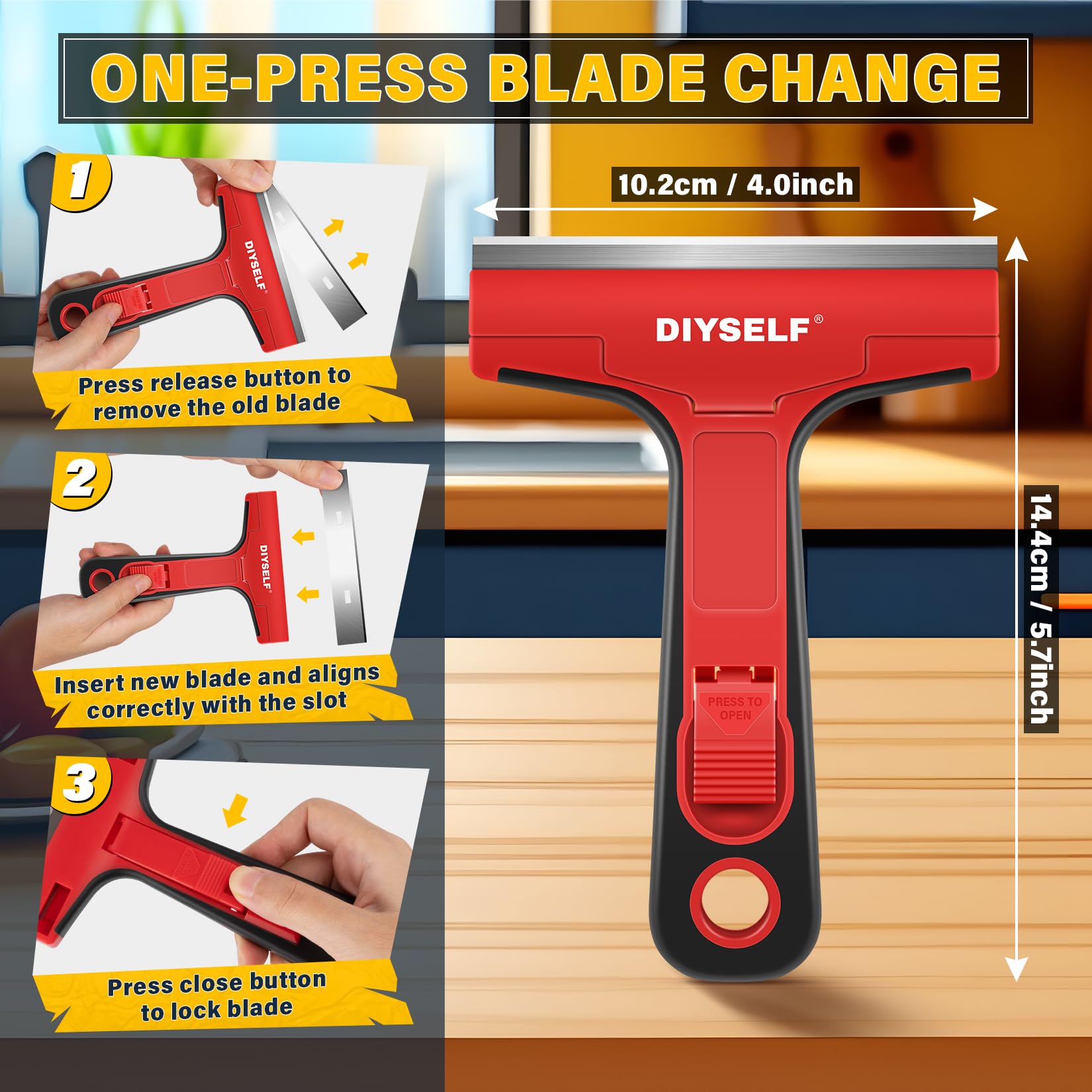 Razor Blade Scraper with 10 PCS 4" Blades