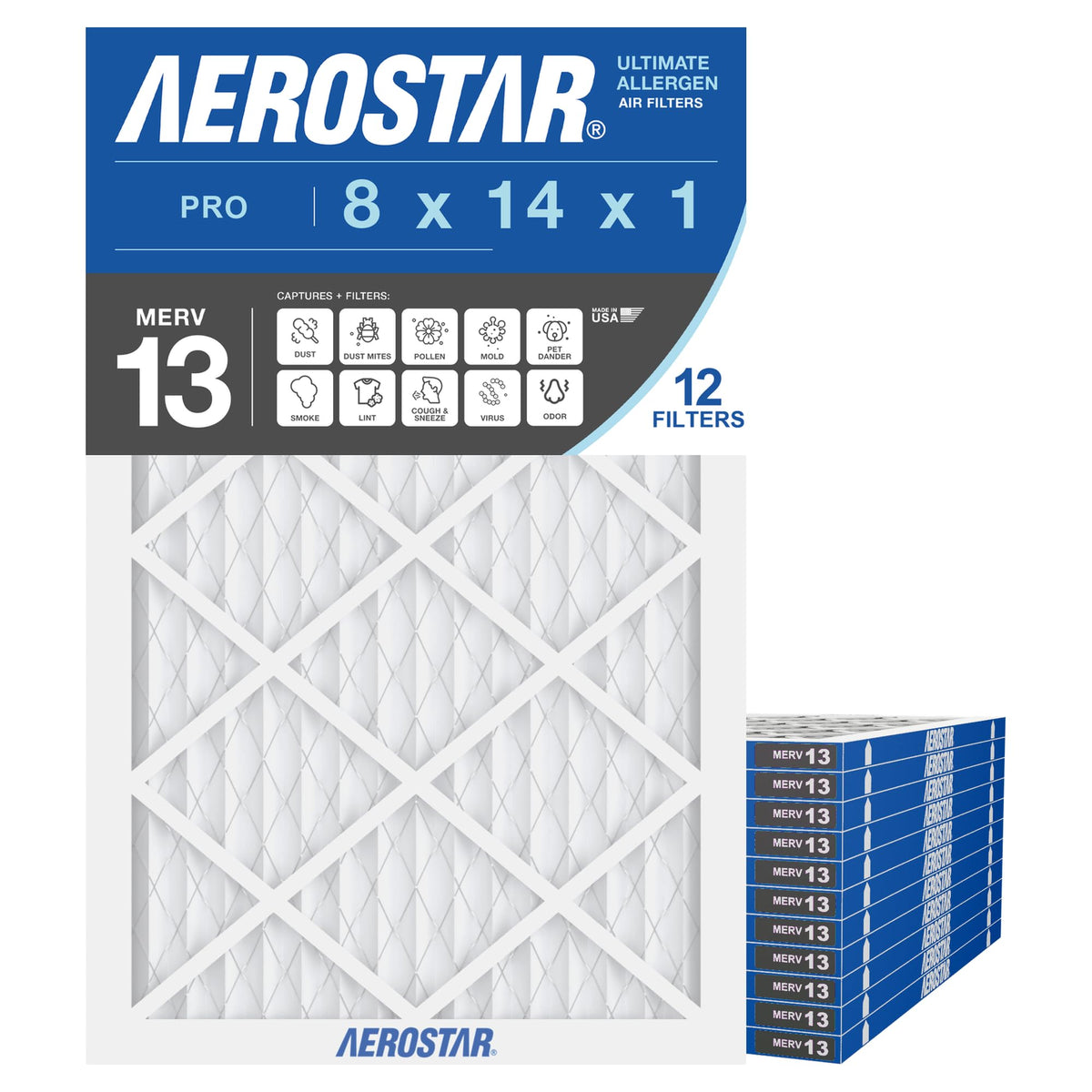 Air Filter 8x14x1 MERV 13 AC Filter (12 Count)