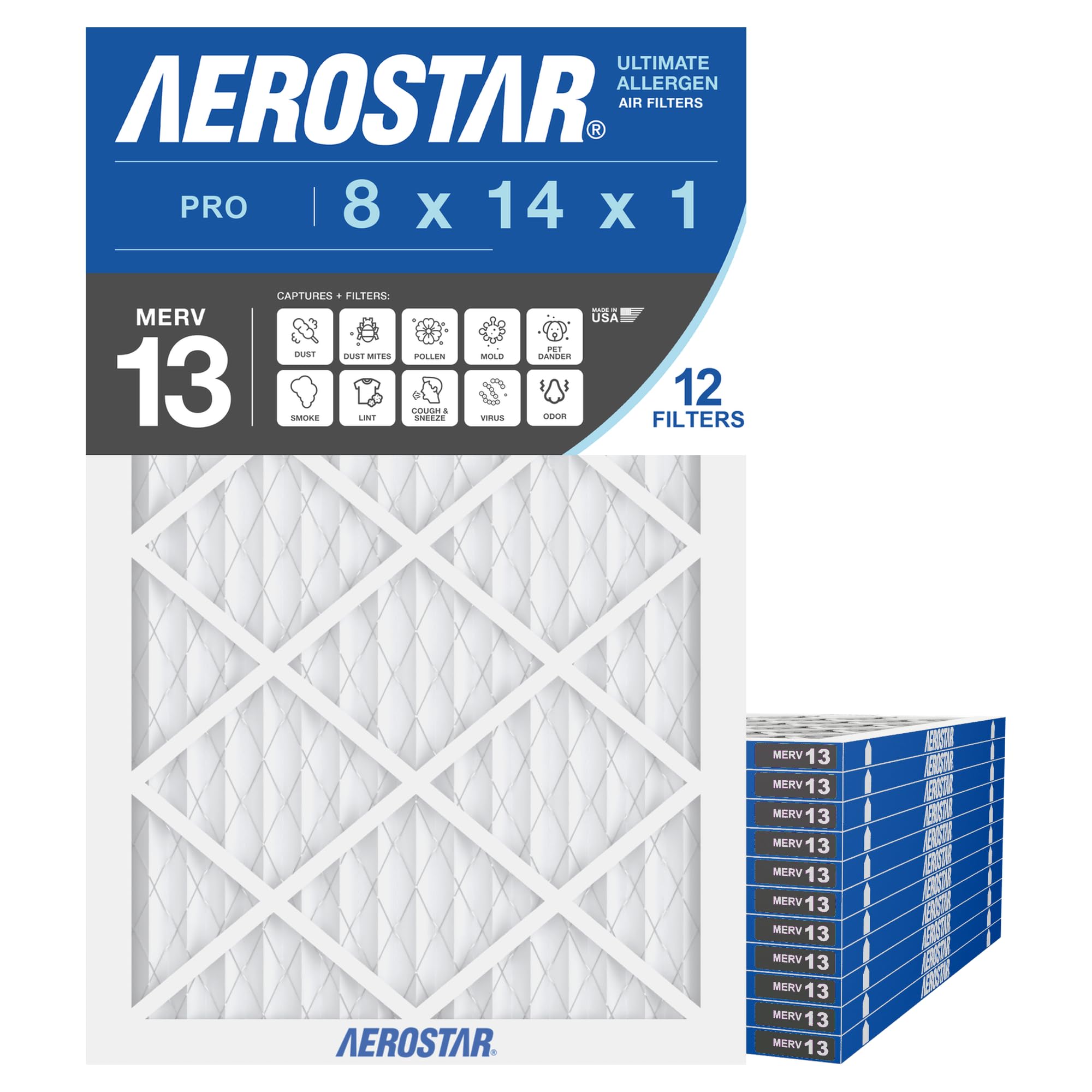 Air Filter 8x14x1 MERV 13 AC Filter (12 Count)
