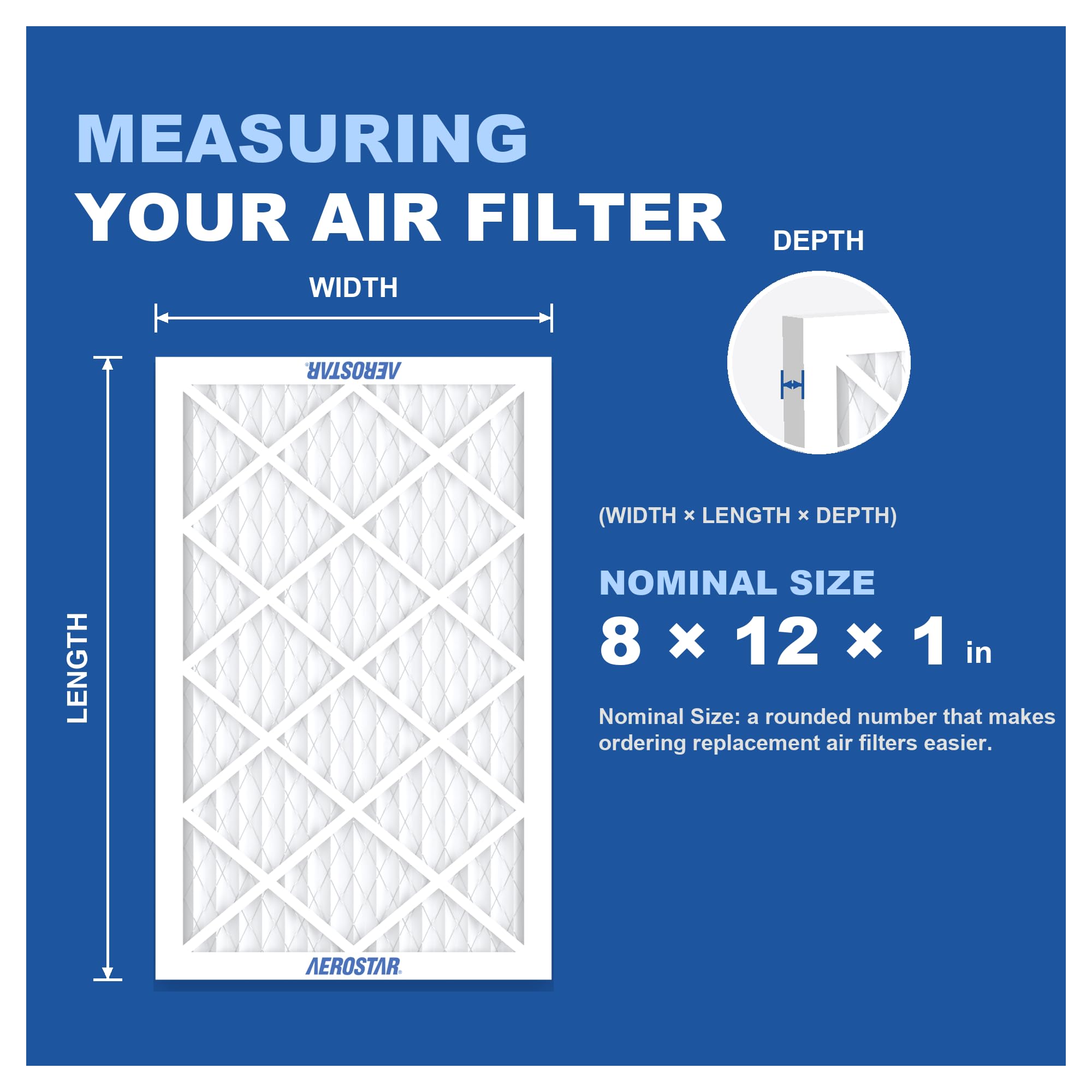 Air Filter 8x12x1 MERV 8 AC Filter (6 Count)