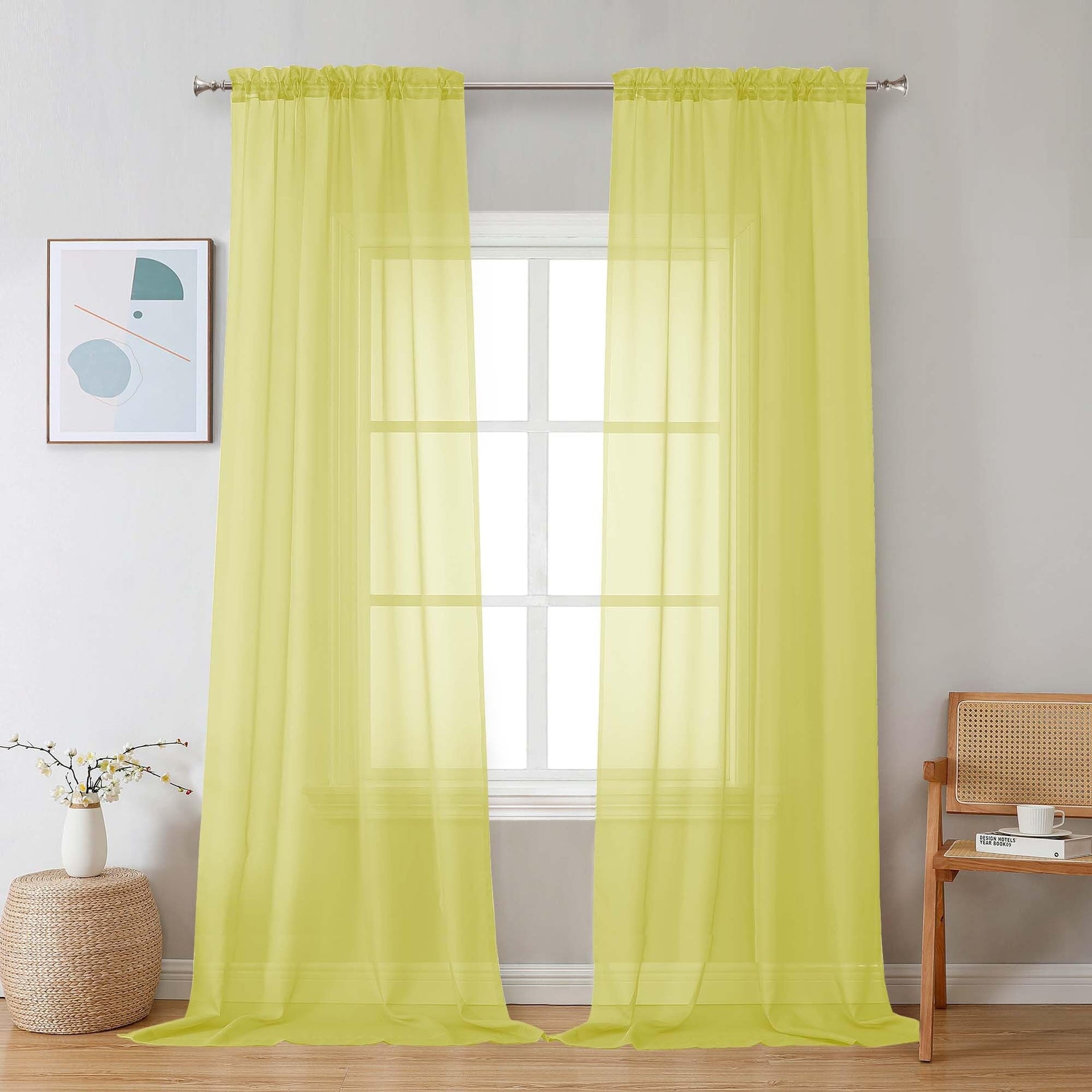 Lemon Sheer Curtains 96 inches Long 2 Panels (2 Count)