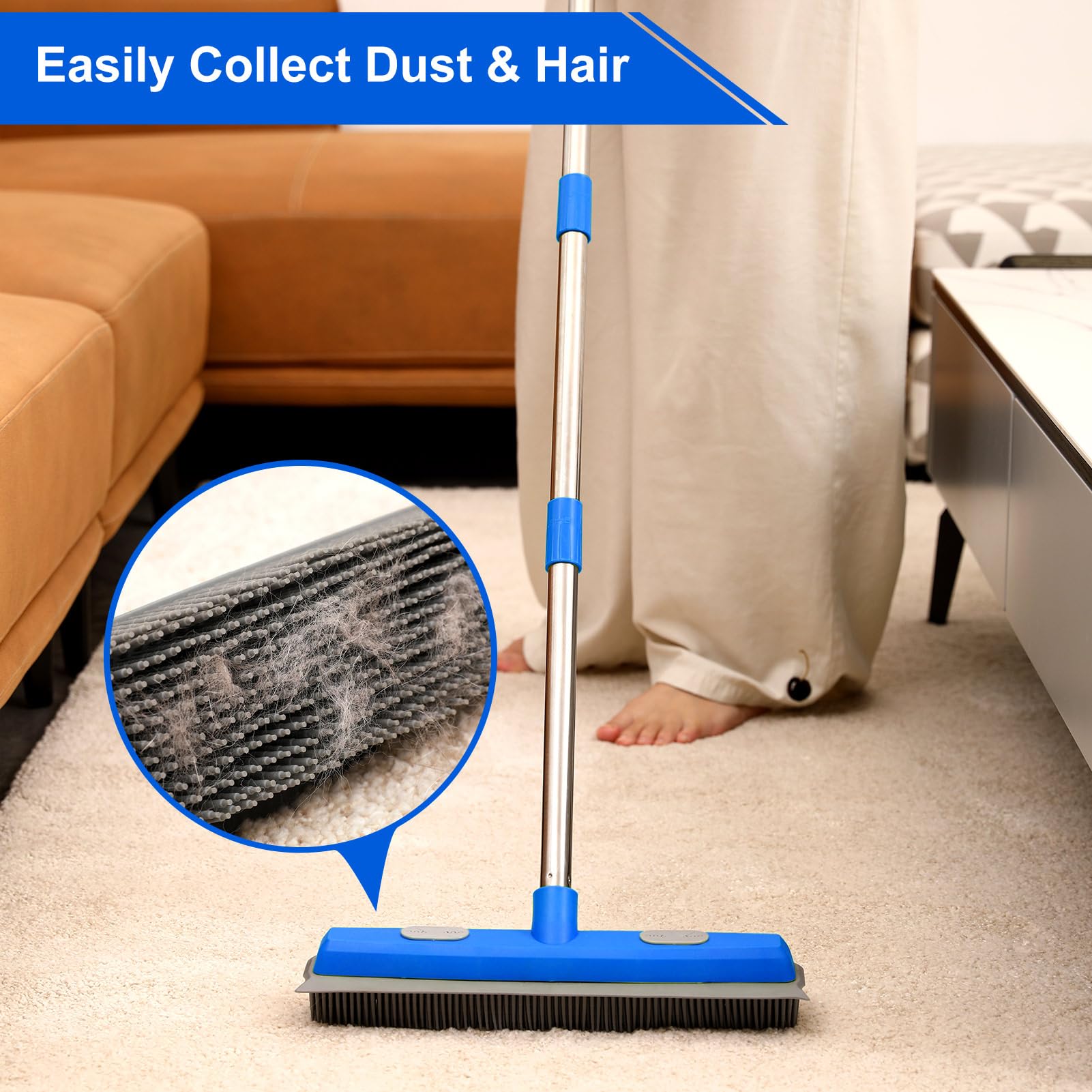 57" Rubber Broom for Pet Hair Removal