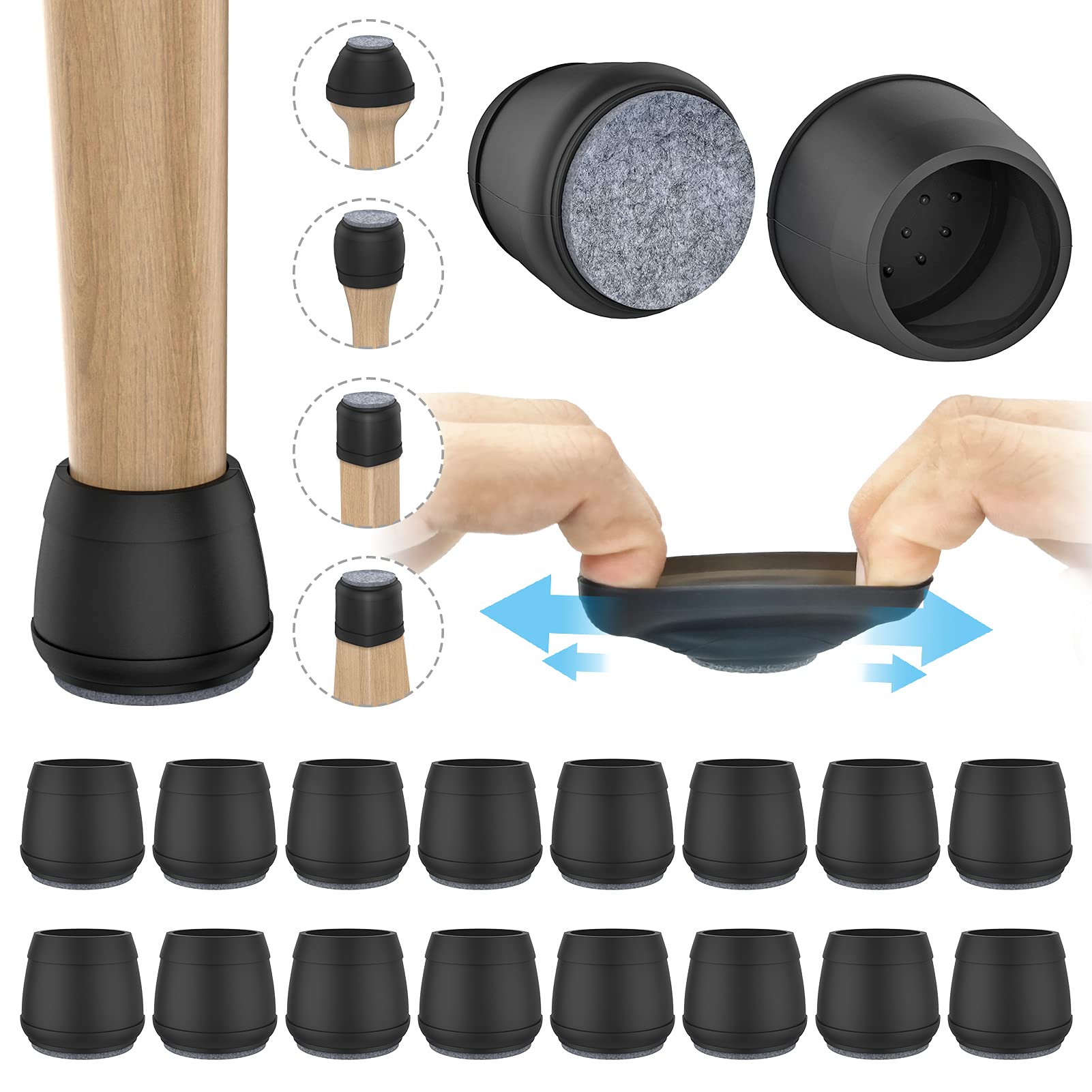 Extra Large Chair Leg Floor Protectors (16 Count)