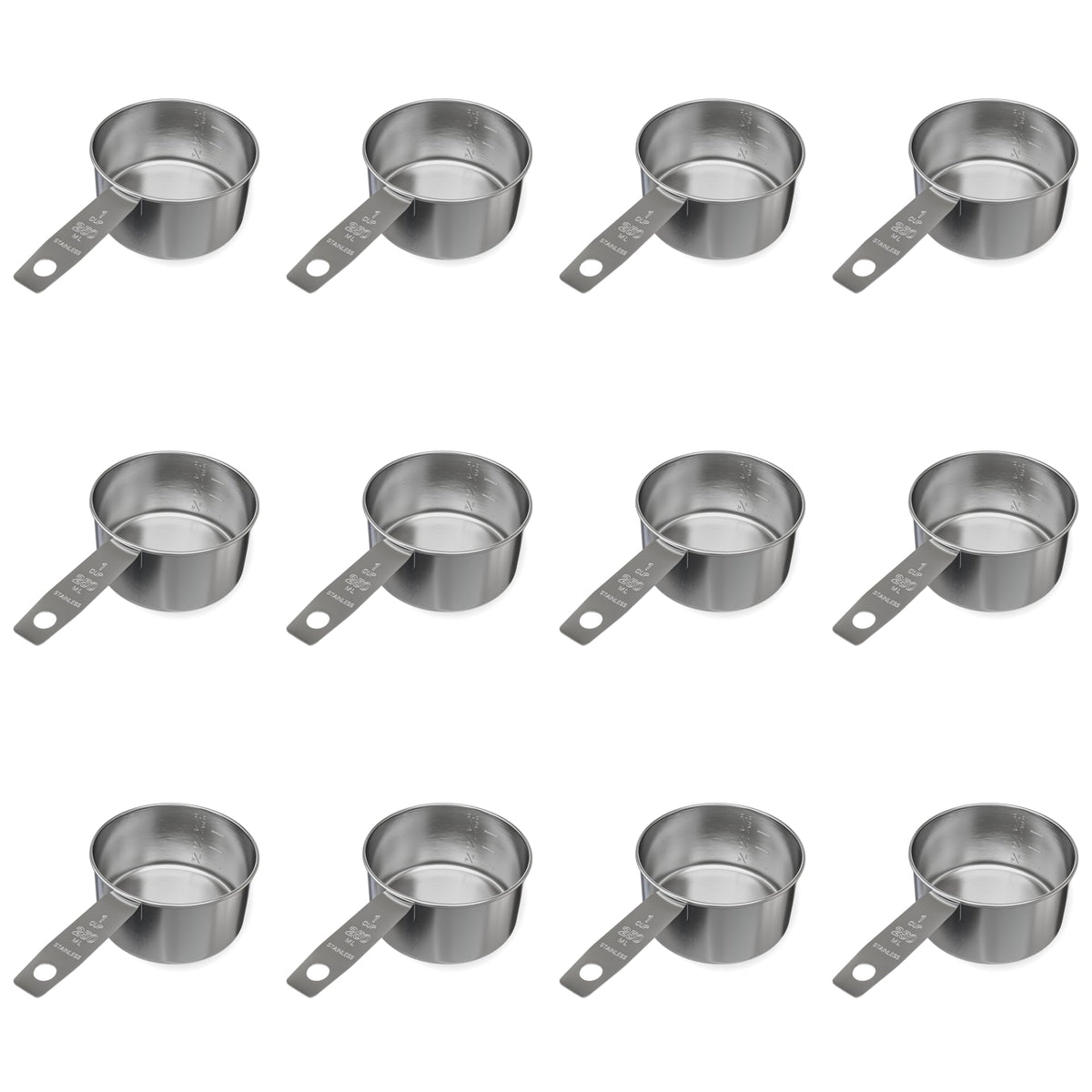 1 Cup Stainless Steel Measuring Cup (12 Count)