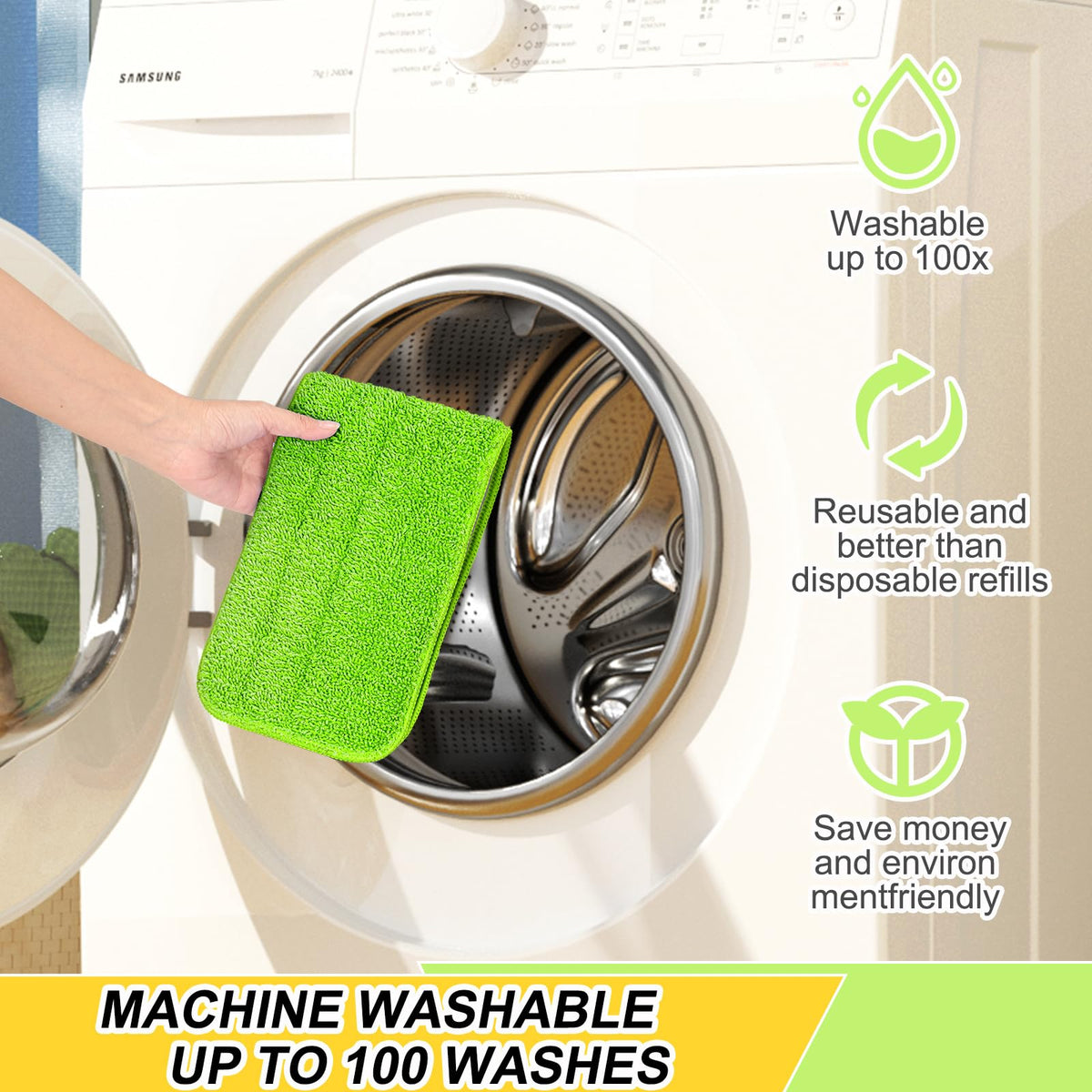 16.5 Inch Reusable Mop Pads Microfiber Spray Mop Replacement Heads for Wet