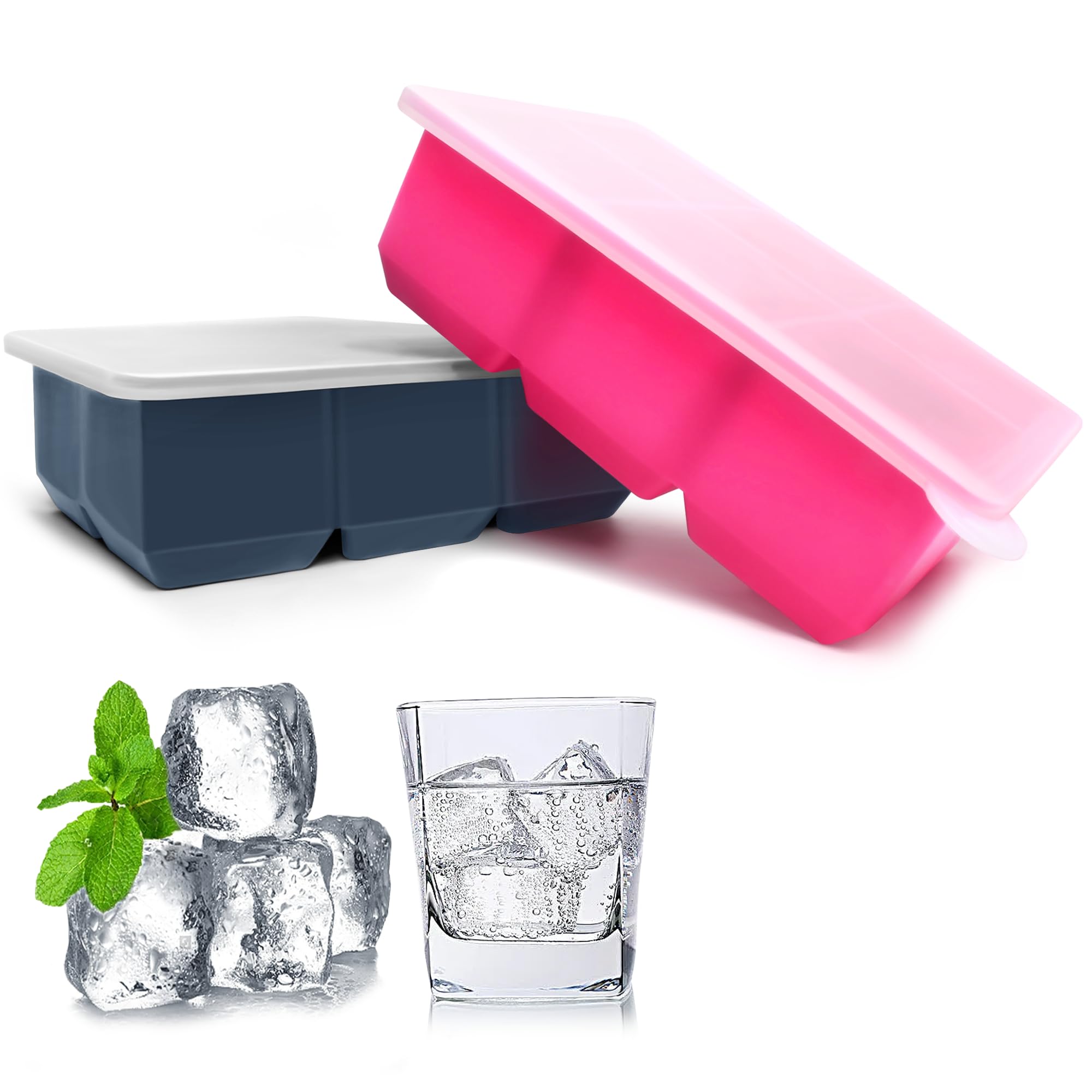 Silicone Ice Cube Trays with Lids (2 Count)