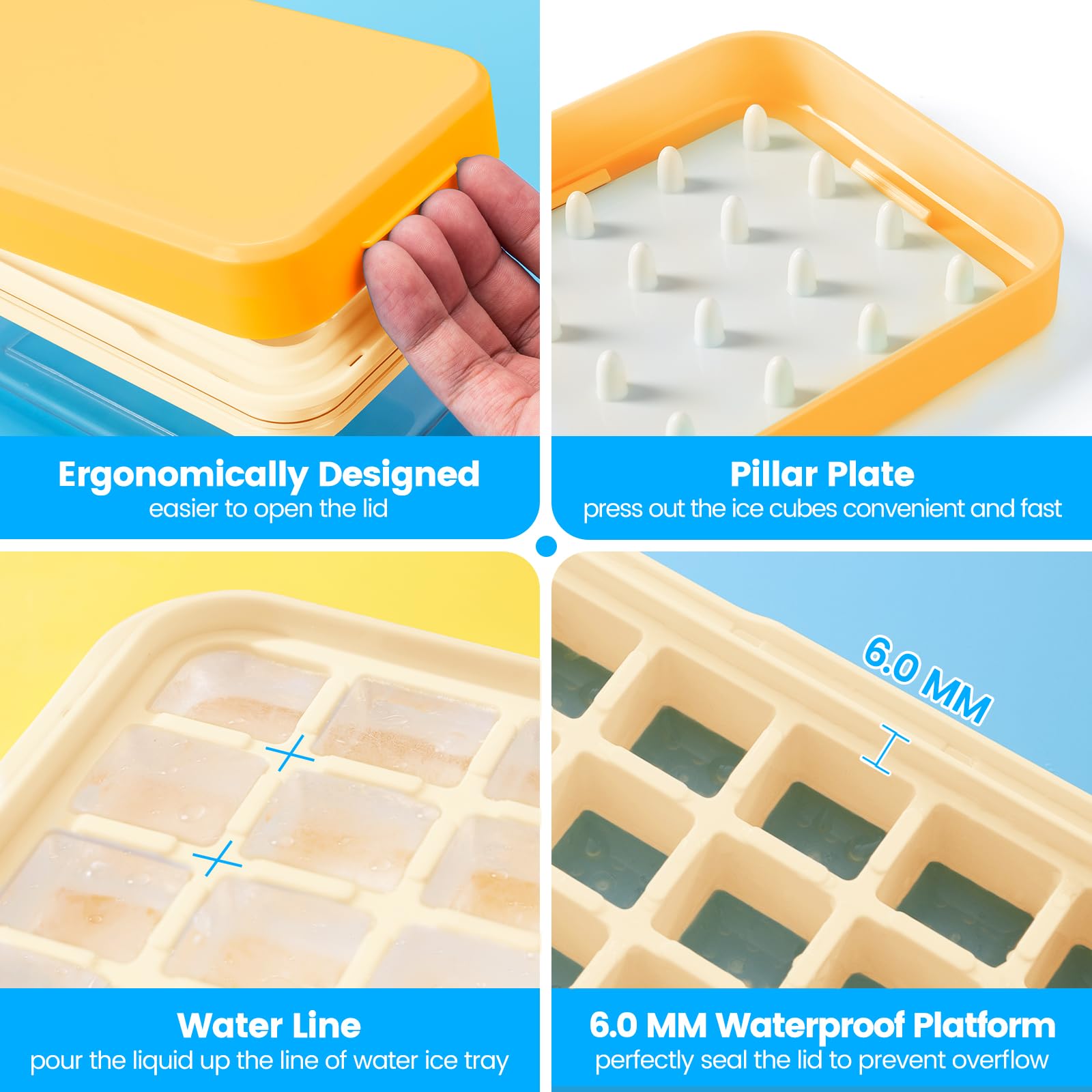 Ice Cube Tray with Lid and Bin