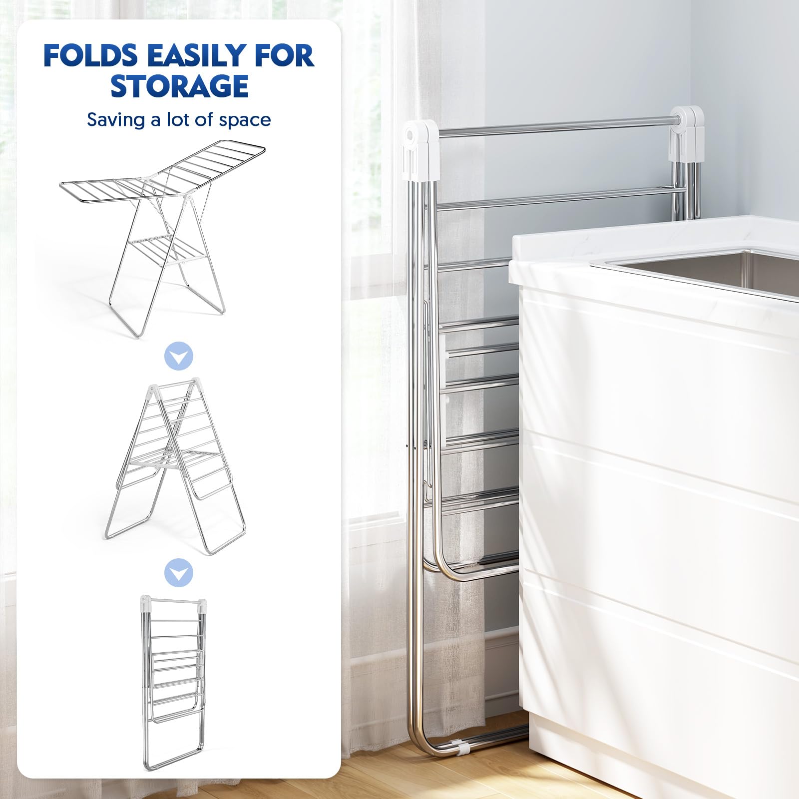 Large Stainless Steel Clothes Drying Rack