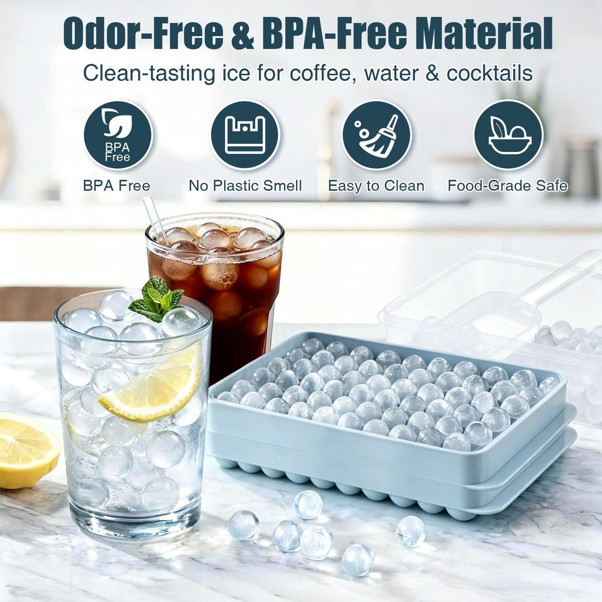 Mini Ice Cube Trays for Freezer with Lid (2 Count)