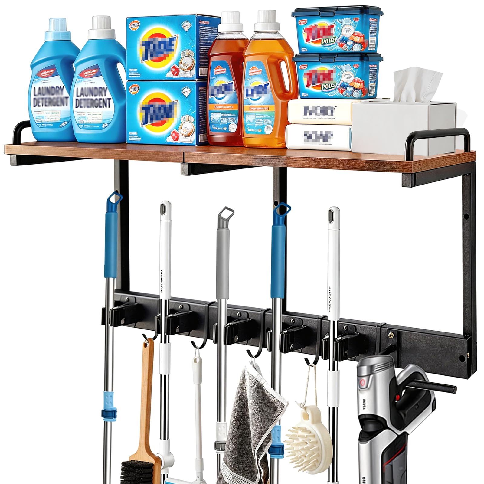 Broom Holder Wall Mount With Cleaning Supplies Organizer Shelf Broom And Mop Organizer Wall Hanging With Vacuum Holder Wall Mount