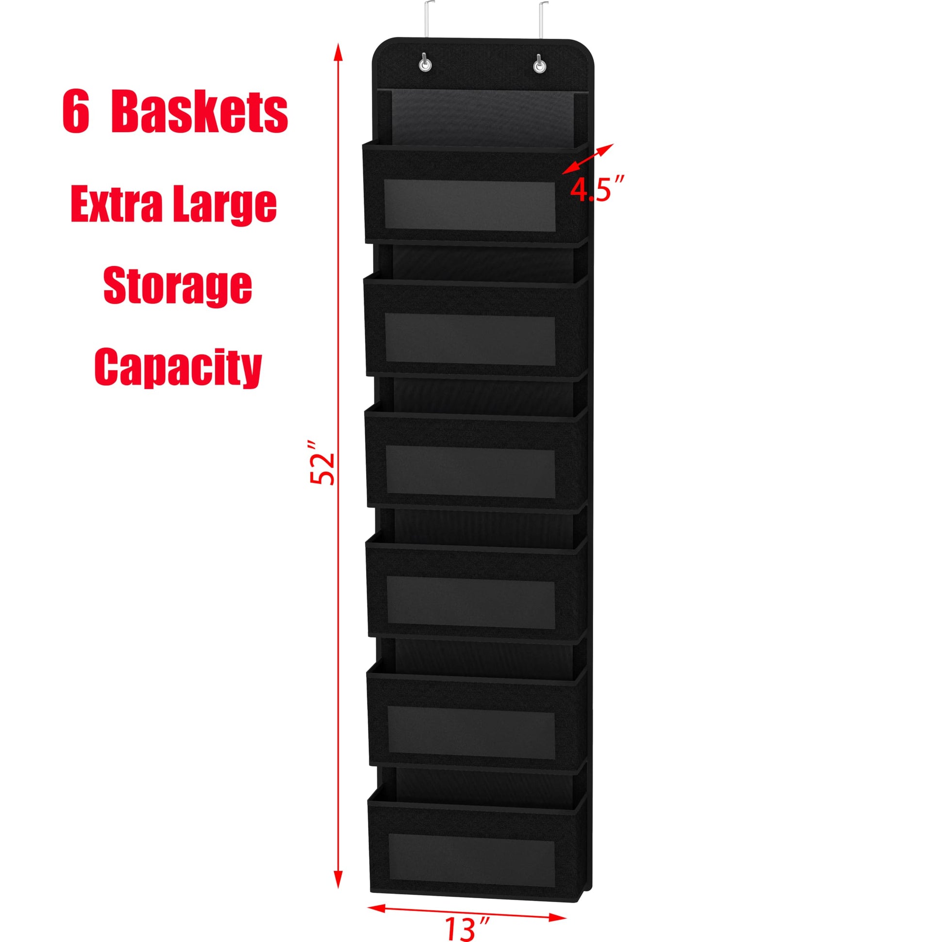 6 Clear Window Pocket Over Door Hanging Organizer