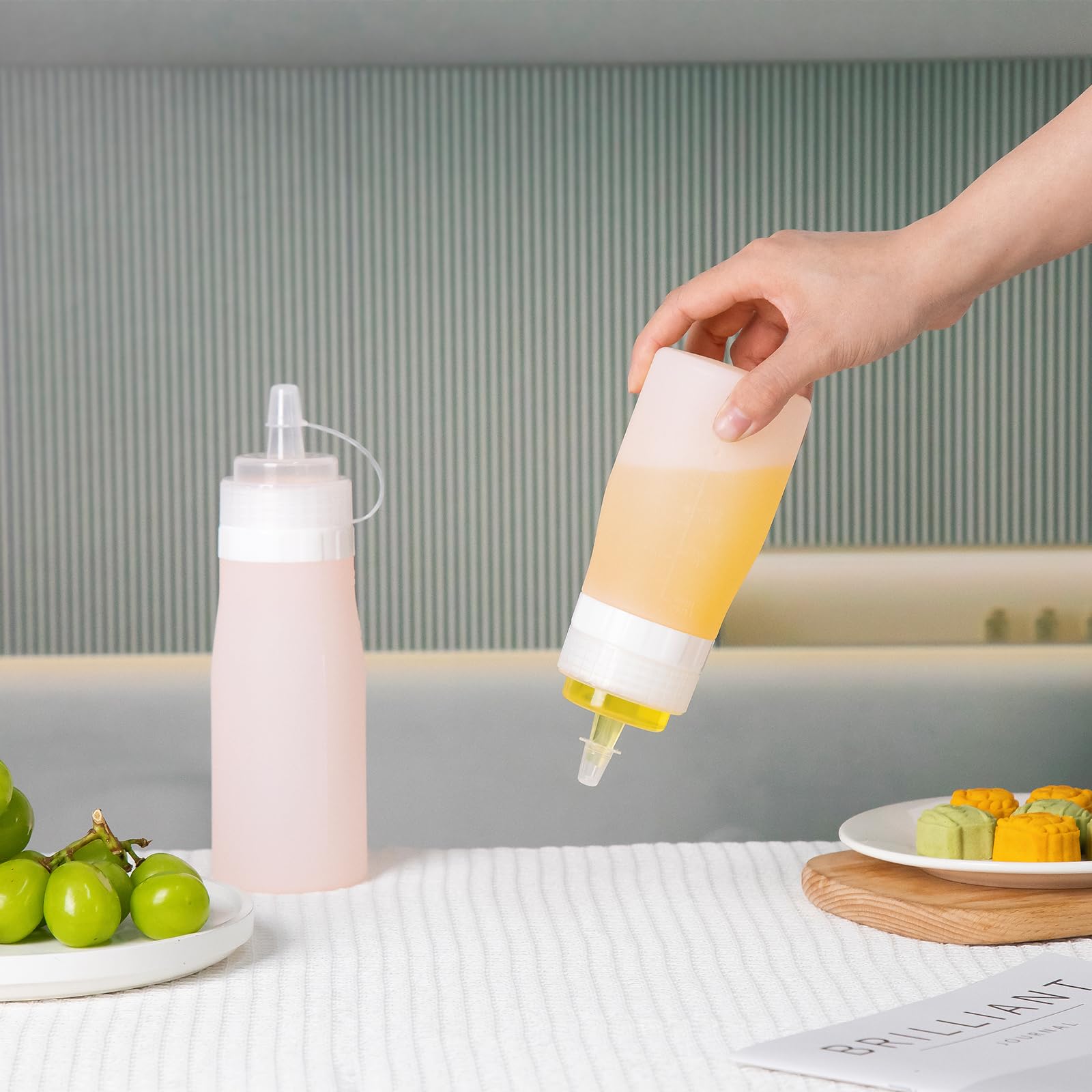 12oz Silicone Squeeze Bottles for Sauces & Oil (4 Count)